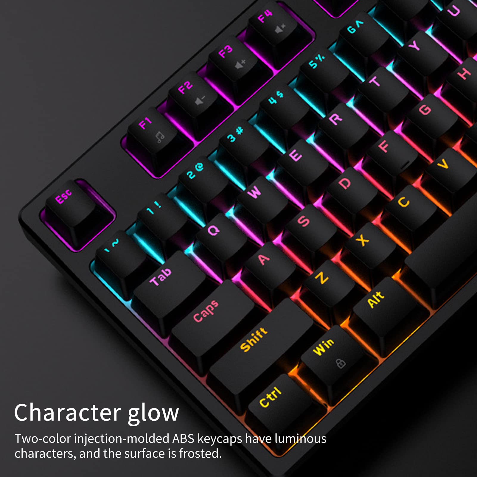 Zunate Przewodowa Klawiatura do Gier, Ultrakompaktowa, Ergonomiczna Maszyna do Pisania z Podświetleniem RGB, 104 Klawisze do Komputera Stacjonarnego, Komputera, PC (Wałek różowo-zielony)