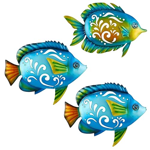 TERKEPT Metal Fish Wall Decor Coastal Ocean Sea Hanging Decorations