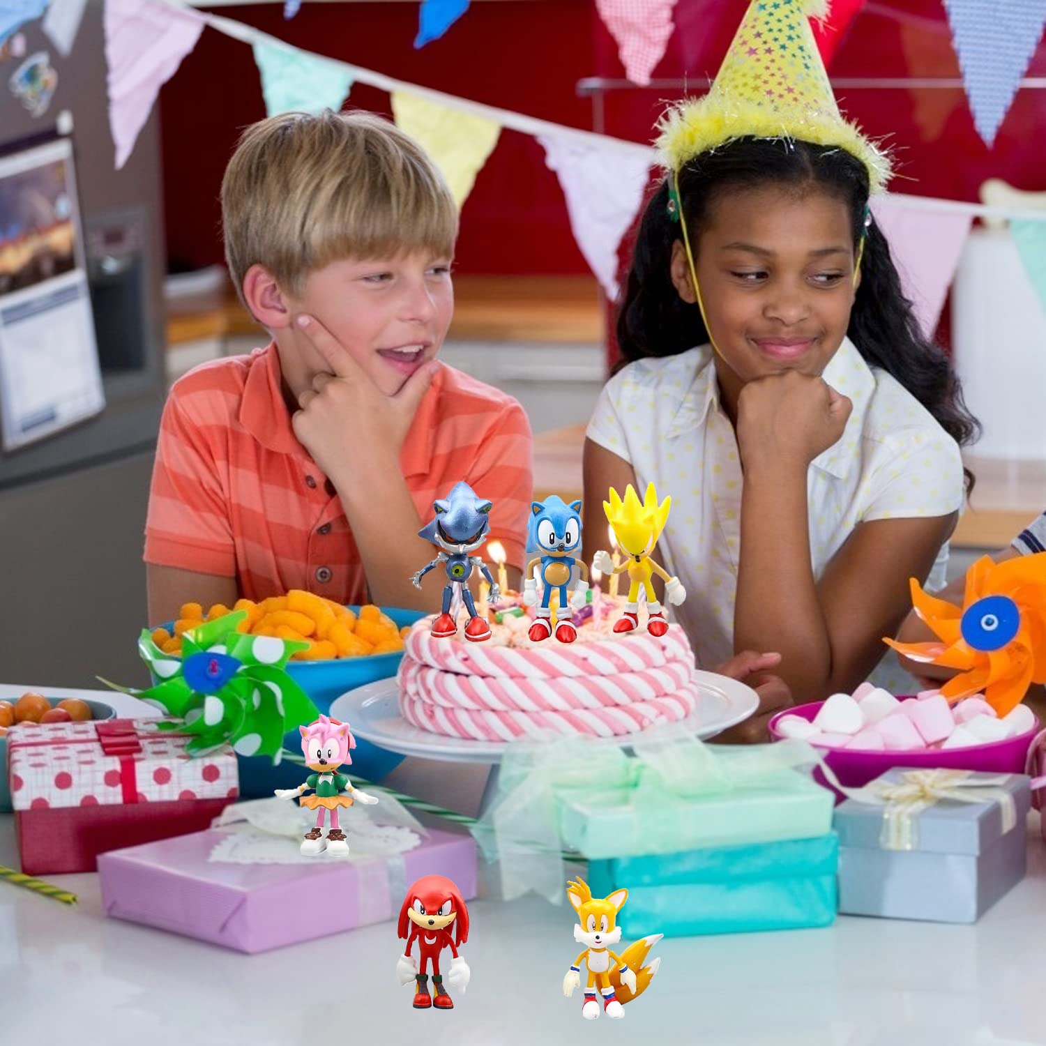 Decorazioni Torta Sonic - 6 Pezzi, In PVC, Per Compleanni E Dessert, Personaggi Colorati - Foto 9