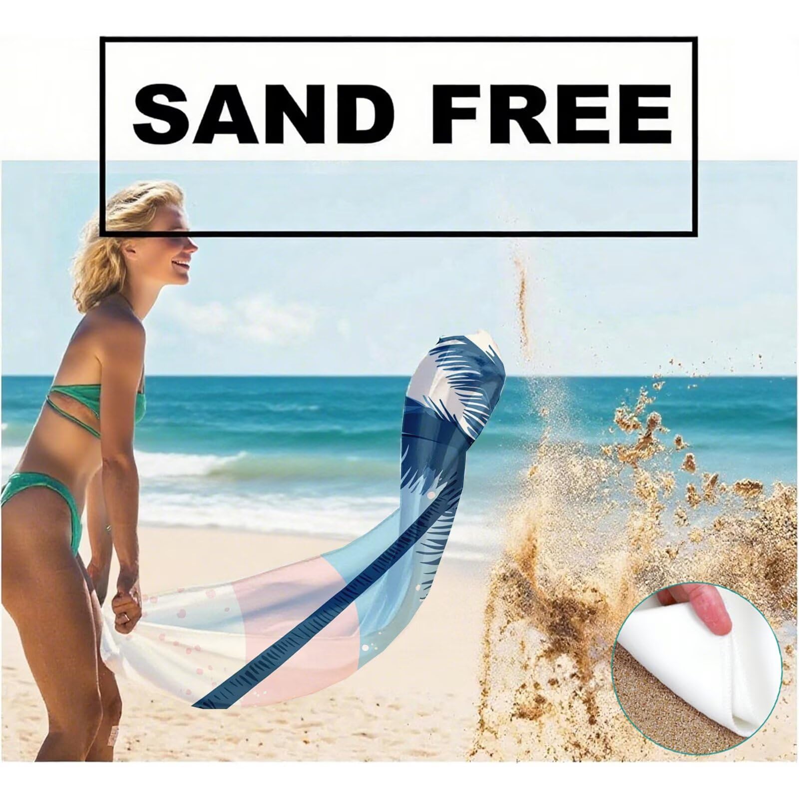 Telo Mare Microfibra, Telo Mare Grande 200x100 cm Set da 2, Antisabbia Asciugatura Rapida Assorbente Salvietta da Spiaggia Asciugamano per Palestra Piscina Viaggi Picnic, Regali Donna Estate Q-632