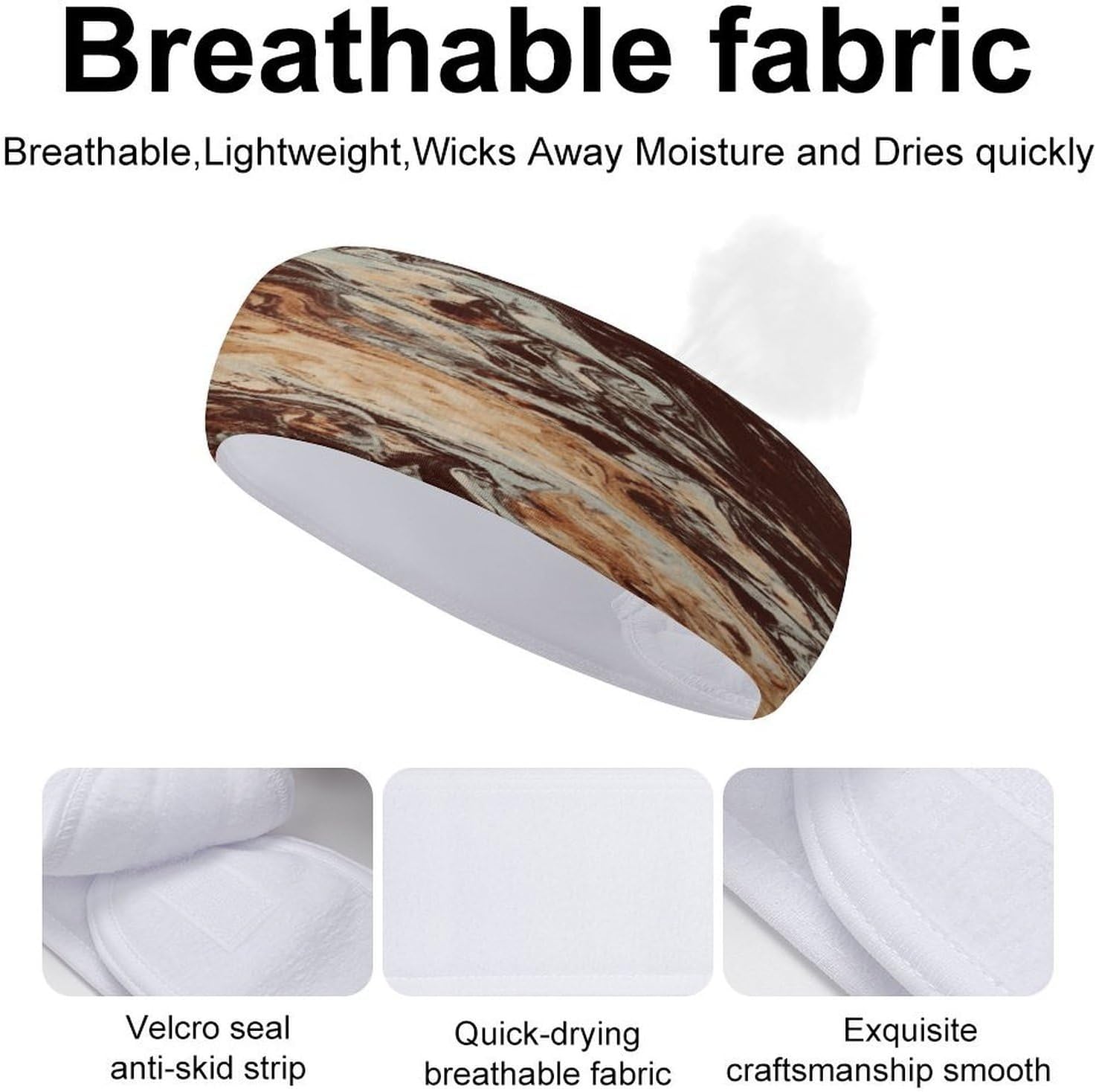 Marble Mixed Brown Sport Headbands Sweatband Athletic Headband