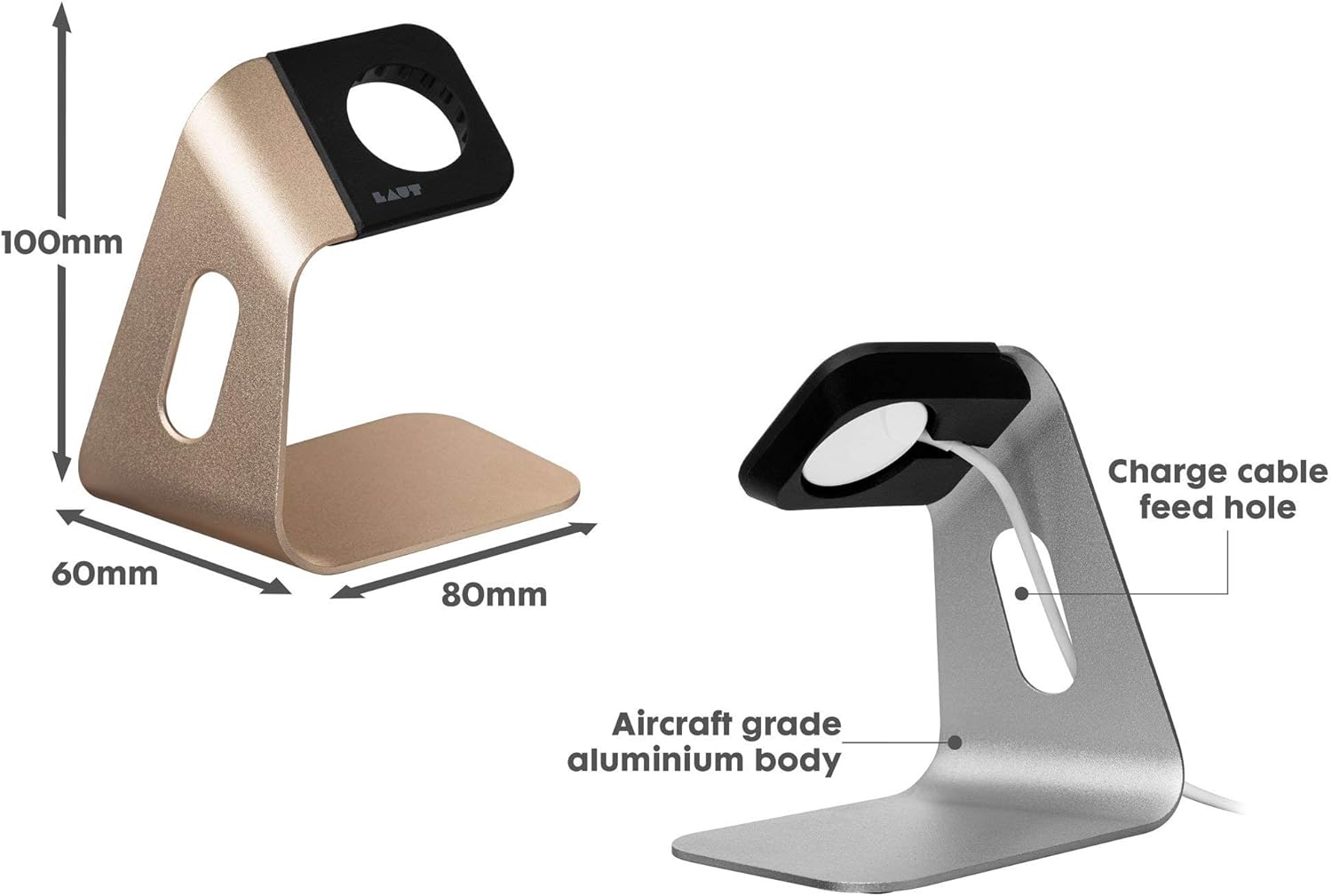 LAUT Apple Watch Stand | Compatible with Apple Watch Series 1-7 | Gun Metal