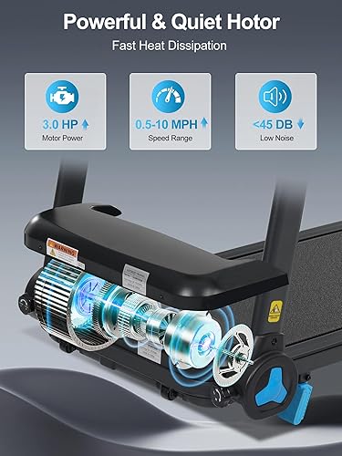 Miniatura 7 de Merax Cinta de correr con 8% de inclinación, cintas de correr plegables de 3.0 HP para el hogar, almohadilla para caminar de 10 MPH con barra de