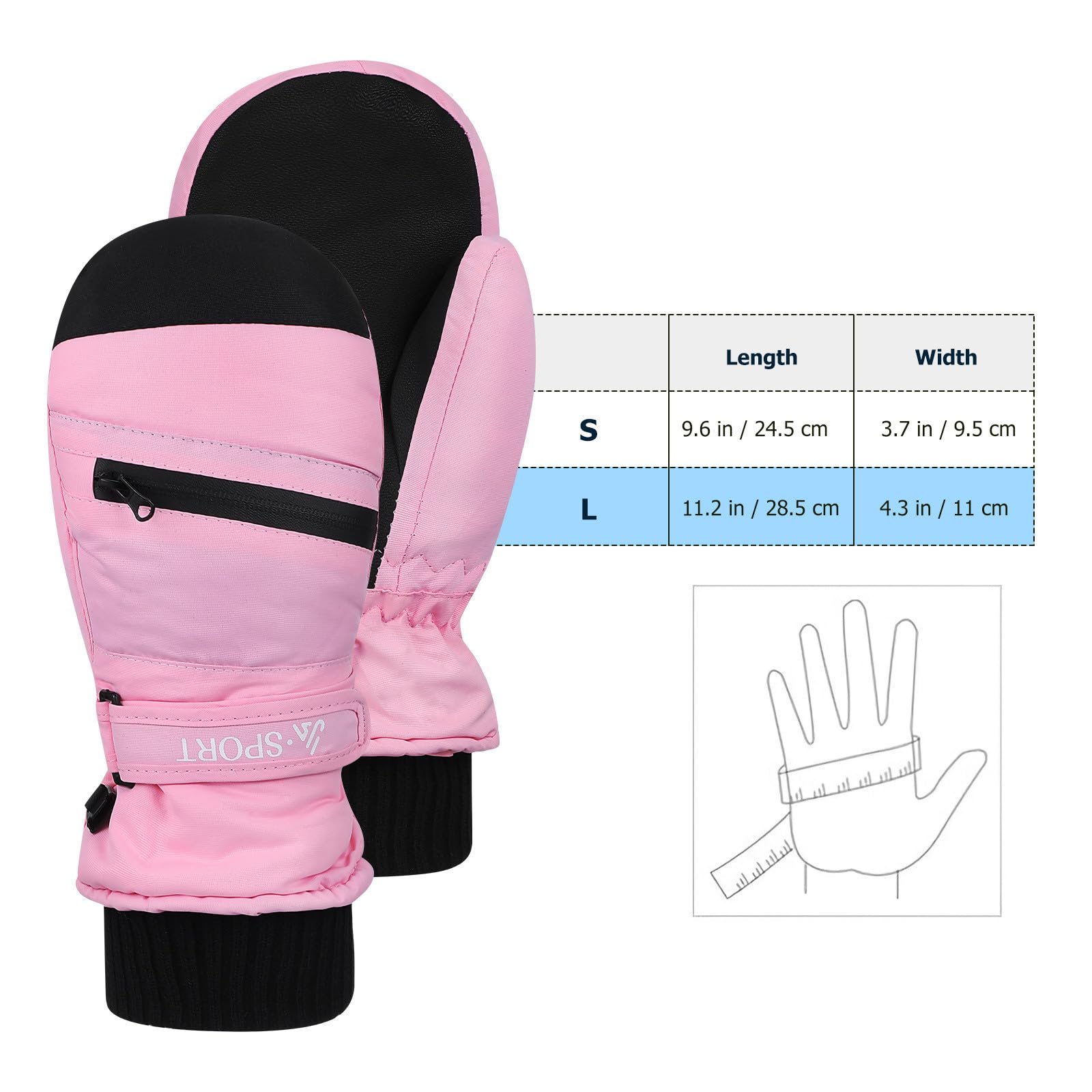 Kichvoe Guantes de Invierno Impermeables: 1 par de Guantes de Nieve Aislantes con Pantalla Táctil para Esquiar, Hacer Snowboard, Senderismo Y Actividades Al Aire Libre. Muñeca Ajustable, Talla S.