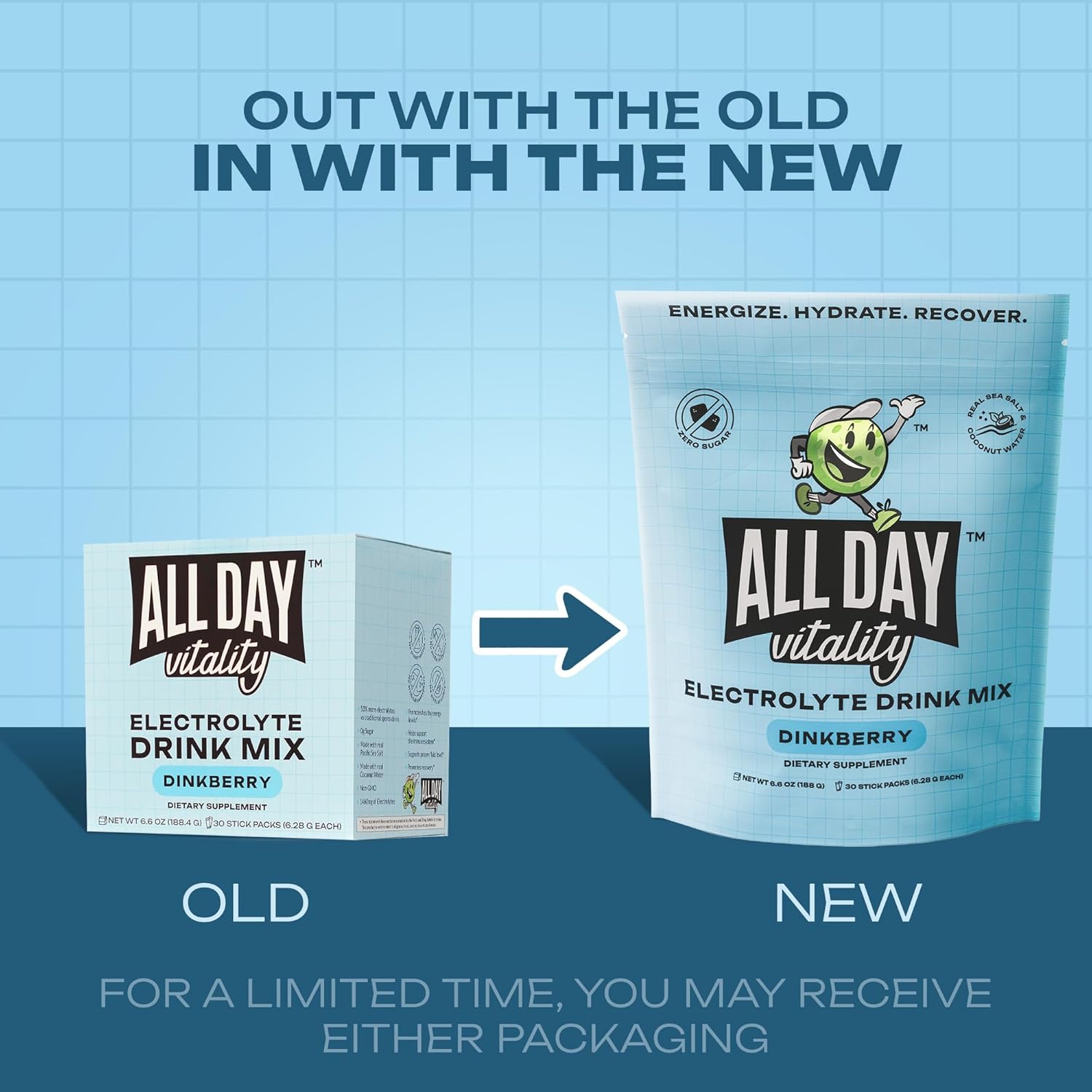 Pickleball Electrolyte Powder Packets | No Sugar, Non-GMO | 30 Drink Sticks (Dinkberry)