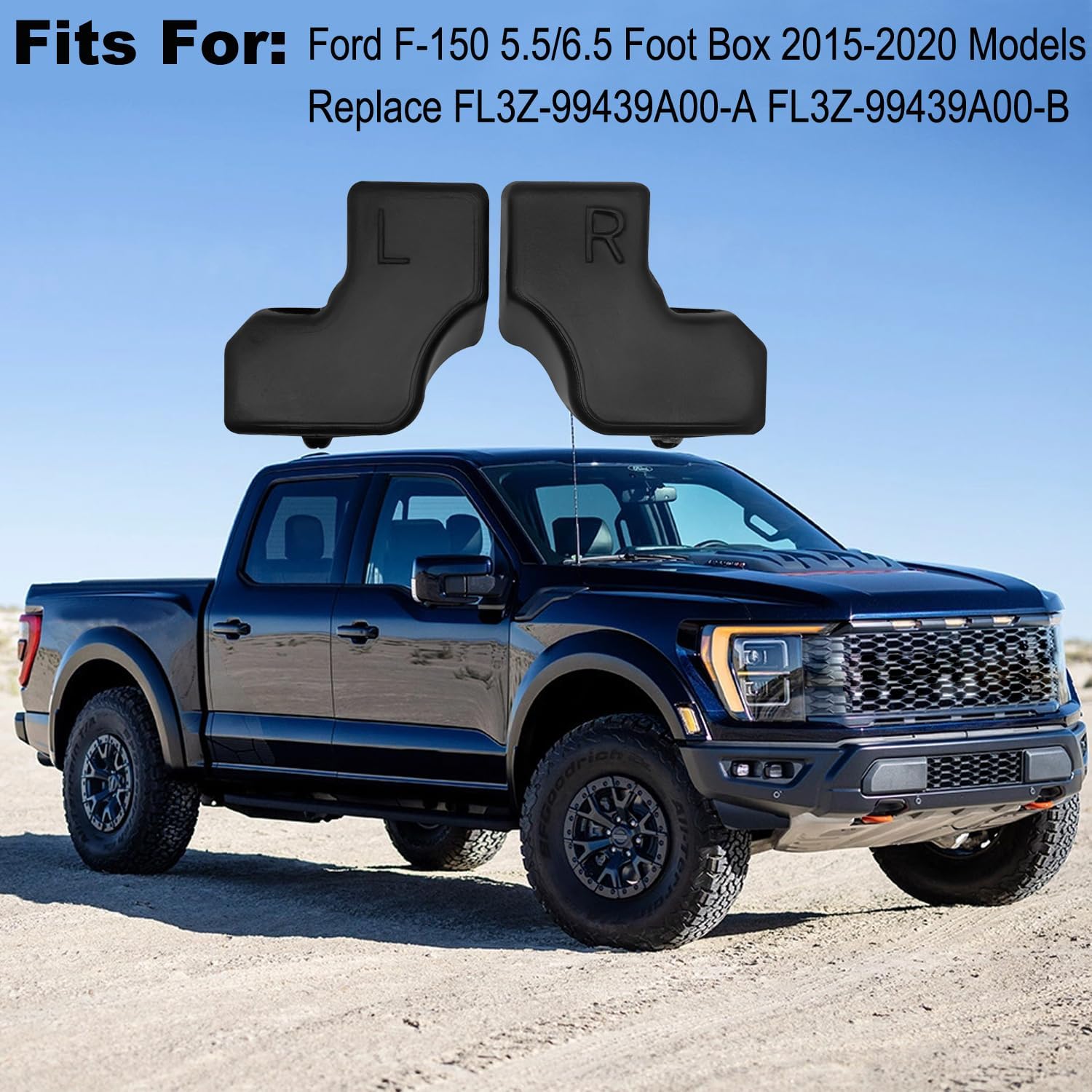 Upgraded Tailgate Rubber Bumper Cushions Kit with 4 Metal Bolts - Left & Right Side Stopper Limiter for Ford F-150 5.5/6.5 Foot Box 2015-2020 Models - Replace FL3Z-99439A00-A FL3Z-99439A00-B