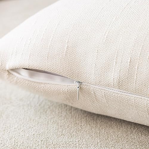 Miniatura 4 de Foindtower Paquete de 2 fundas de cojín decorativas con textura suave, cuadradas, sólidas, acogedoras y neutras para sofá, dormitorio, sala de