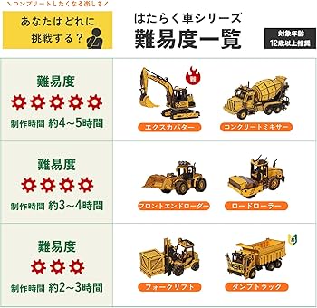 Amazon | つくるんです® 日本語説明書付 3D ウッドパズル はたらく車