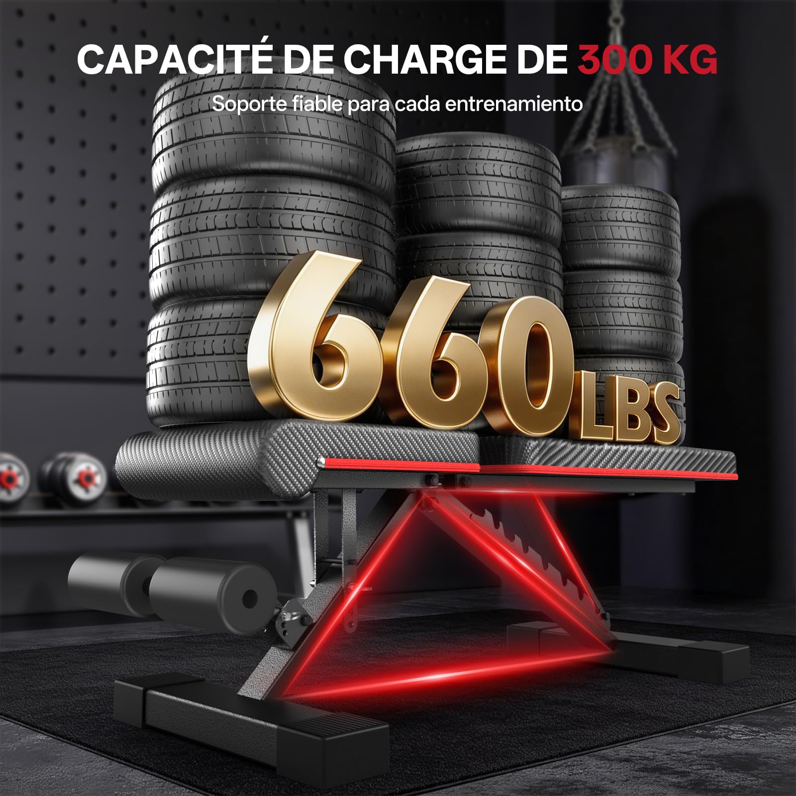 PASYOU Banc de Musculation Pliable, Charge 300kg, Banc de Fitness Réglable Multifonction pour Entraînement Corps Complet, Banc de Sport avec Poignées pour Maison et Salle de Sport (PA350)