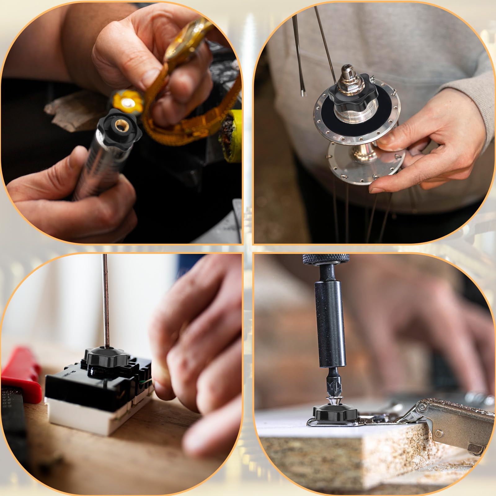 Flügelmuttern M8 16 Stück - Schwarze Sterngriffmuttern Aus Kunststoff/Messing