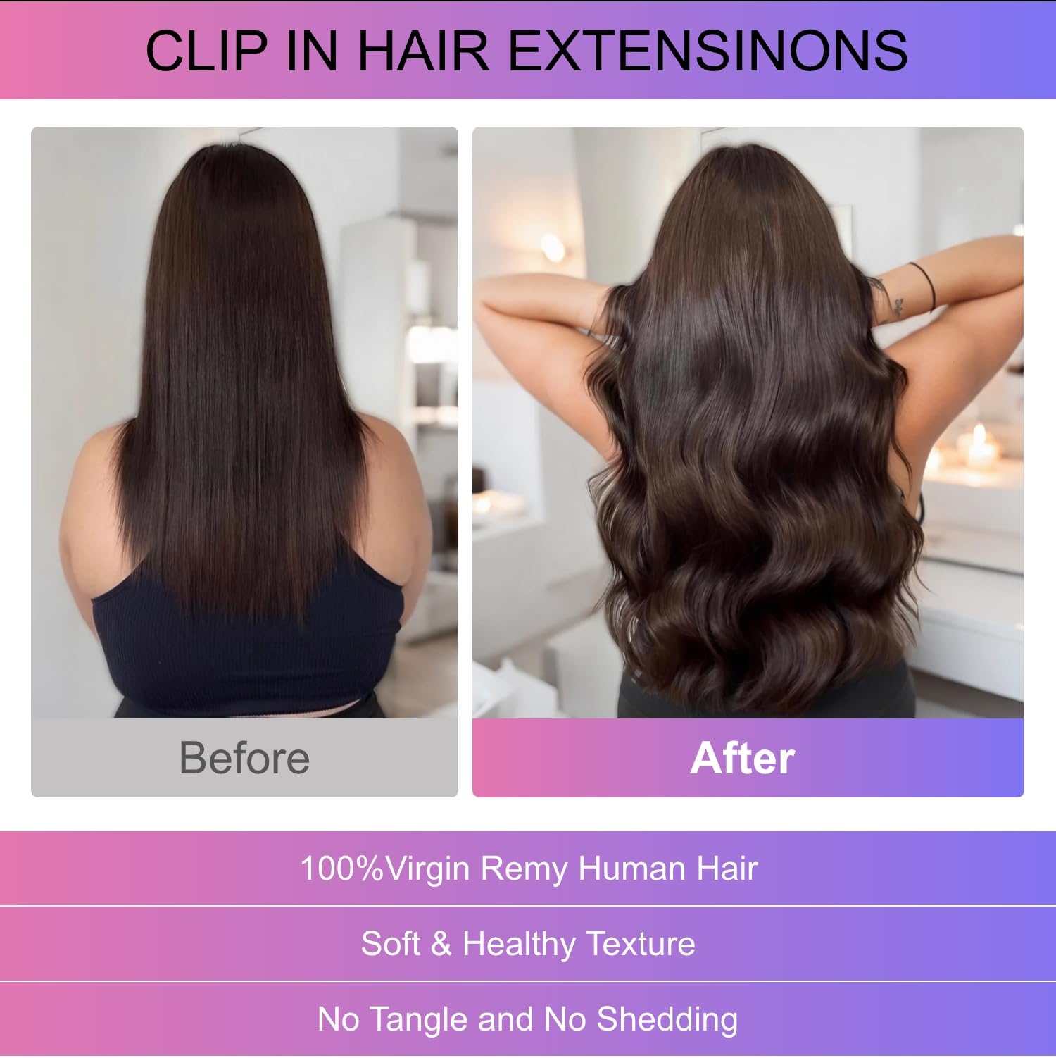 Clip In Hair Extensions Real Human Remy Double Weft Straight 26inch 8pcs 130g Remy Hair Extensions 26 for sale | eBay main image 2
