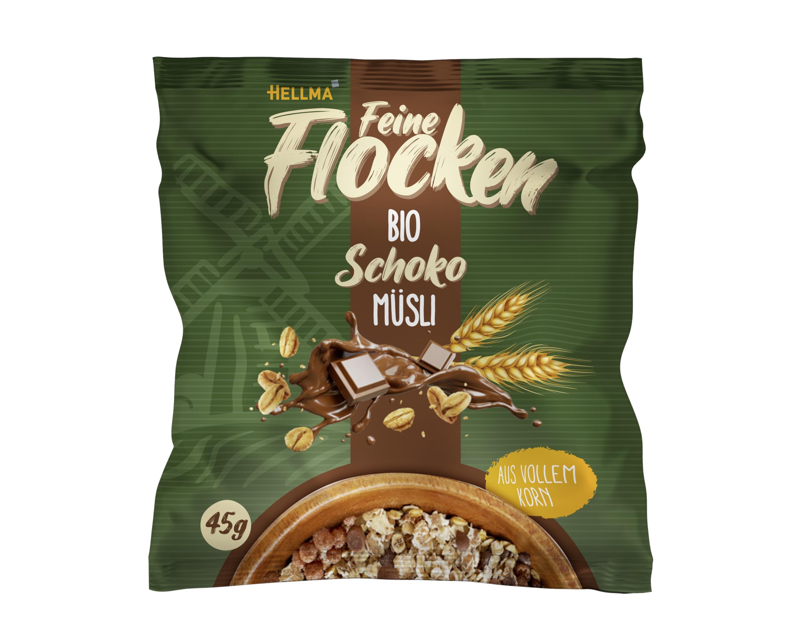 HELLMA Hellma Bio Schoko Müsli - 40 Portionen, je 45 g – Haferflocken mit Raspeln aus Bio-Vollmilchschokolade