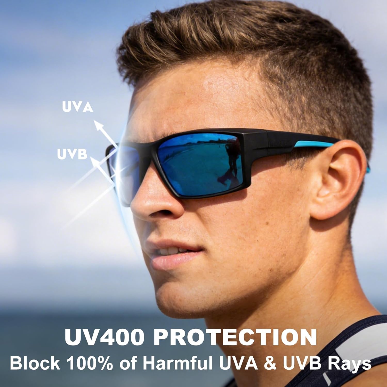 Missfive 2-Pack Rugged Bifocal Sunglasses for Men with Readers Built In, Full Wrap Around Frame with Rubber-made Thick Temples, UV400 Protection for Outdoor Sports/Driving, 2.00x