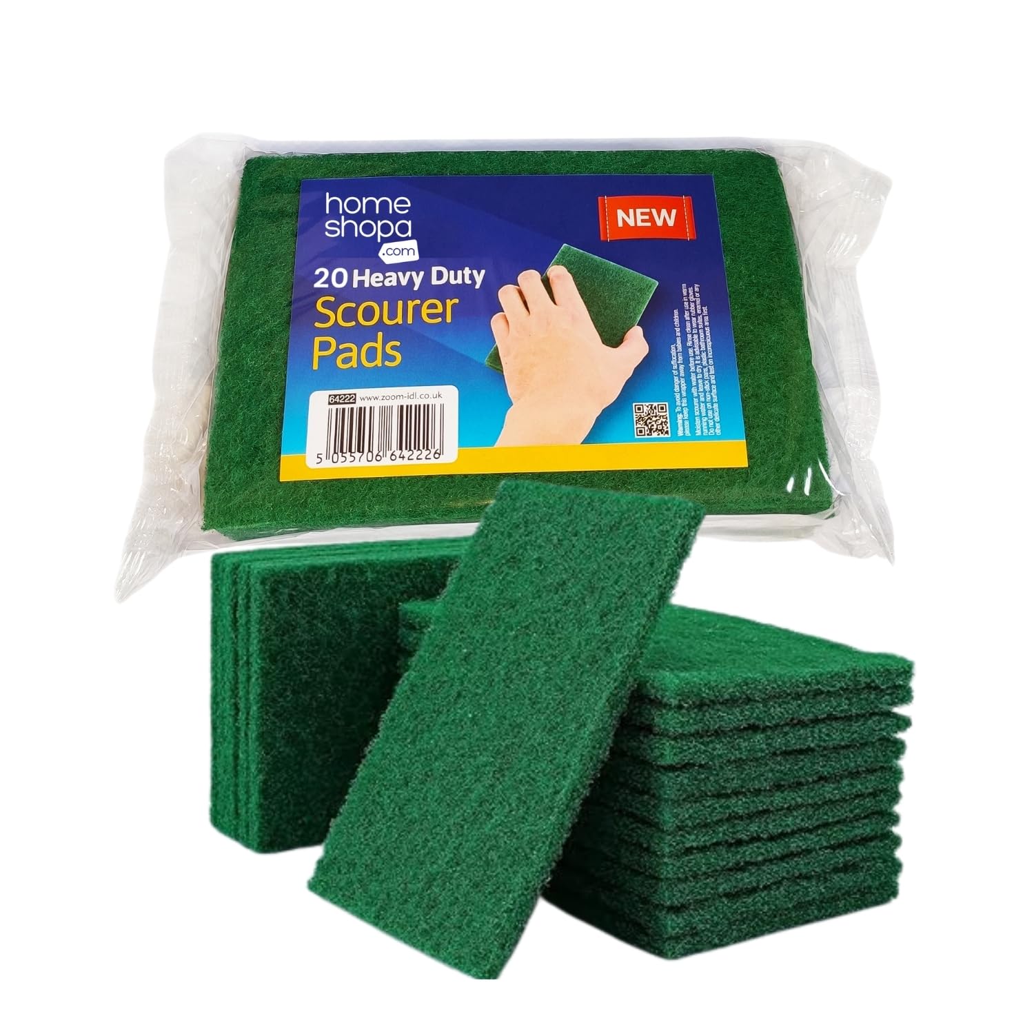 HOMESHOPA Heavy Duty Scouring Pads, 20 Pack Multipurpose Kitchen & Household Cleaning Sponge Scrubber Pads for Sink, Dish, Pots & Pan, Non Scratch Reusable Washing Up Scourer