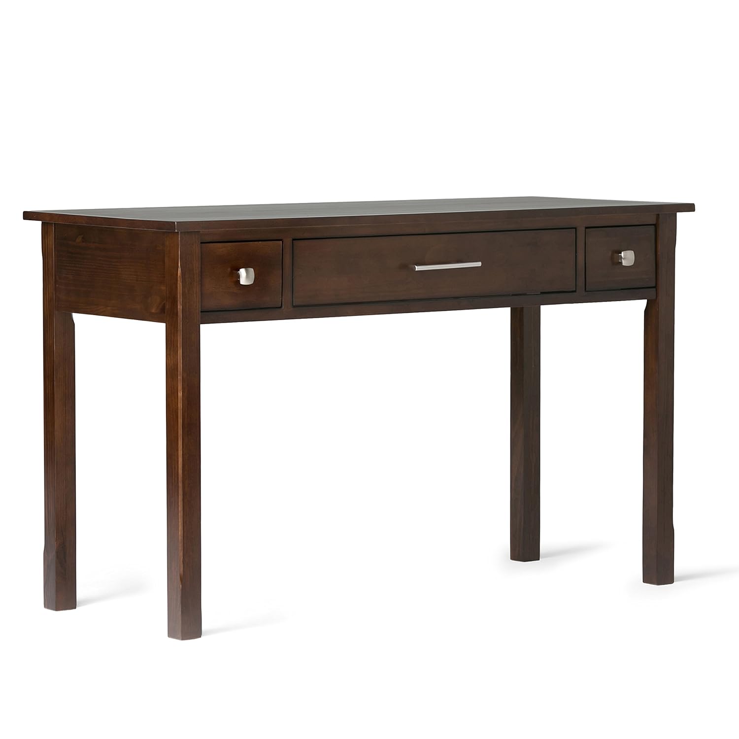 SIMPLIHOME Avalon Writing Desk - 47 Inch Wide Solid Wood Desk in Dark Tobacco Brown Contemporary Home Office