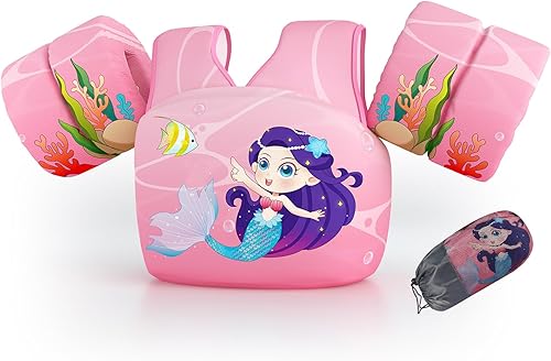 Miniatura 13 de Chaleco de natación para niños pequeños, apto para niños de 28 a 70 libras, flotadores para niños y niñas, ayuda a la natación, entrenamiento, traje