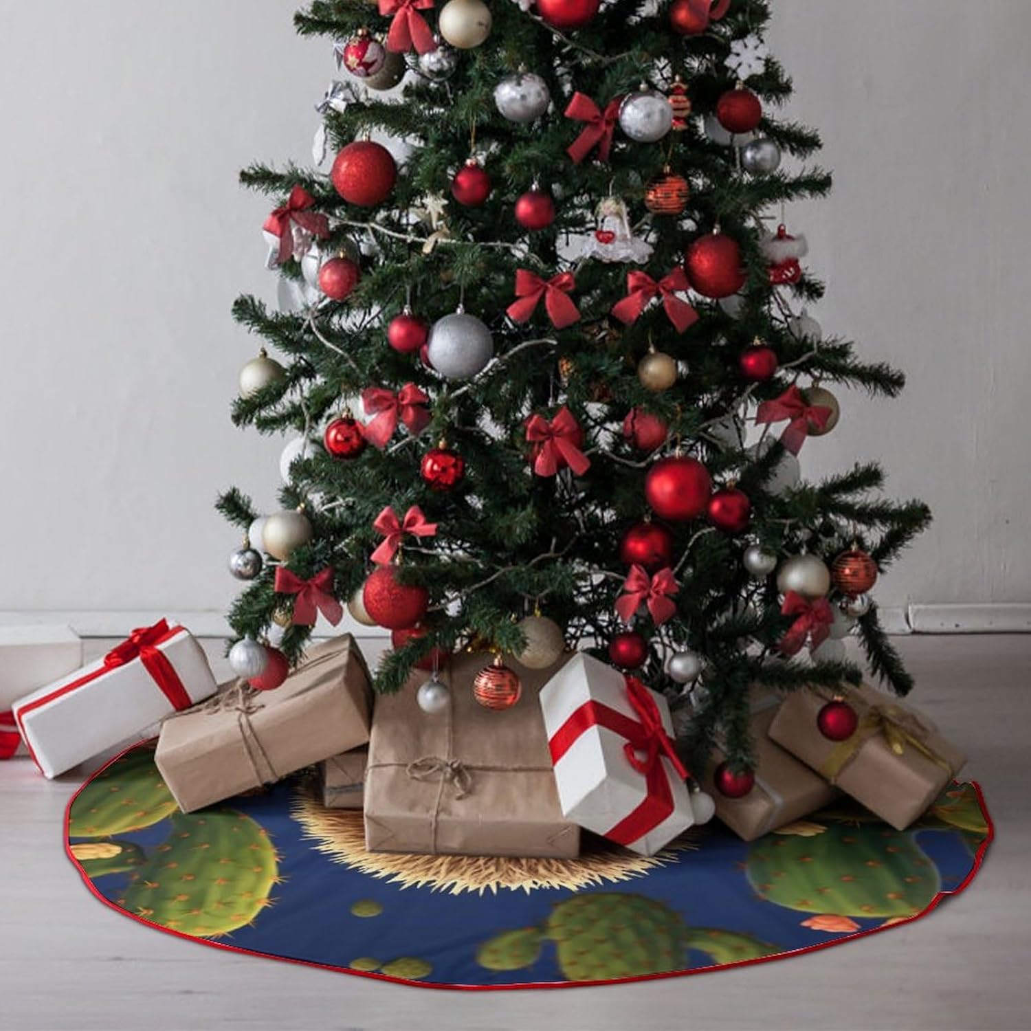Christmas Tree SkirtHedgehog Cactusclassic Fashion Tree Skirt Painted Multifunctional Christmas Tree Skirt