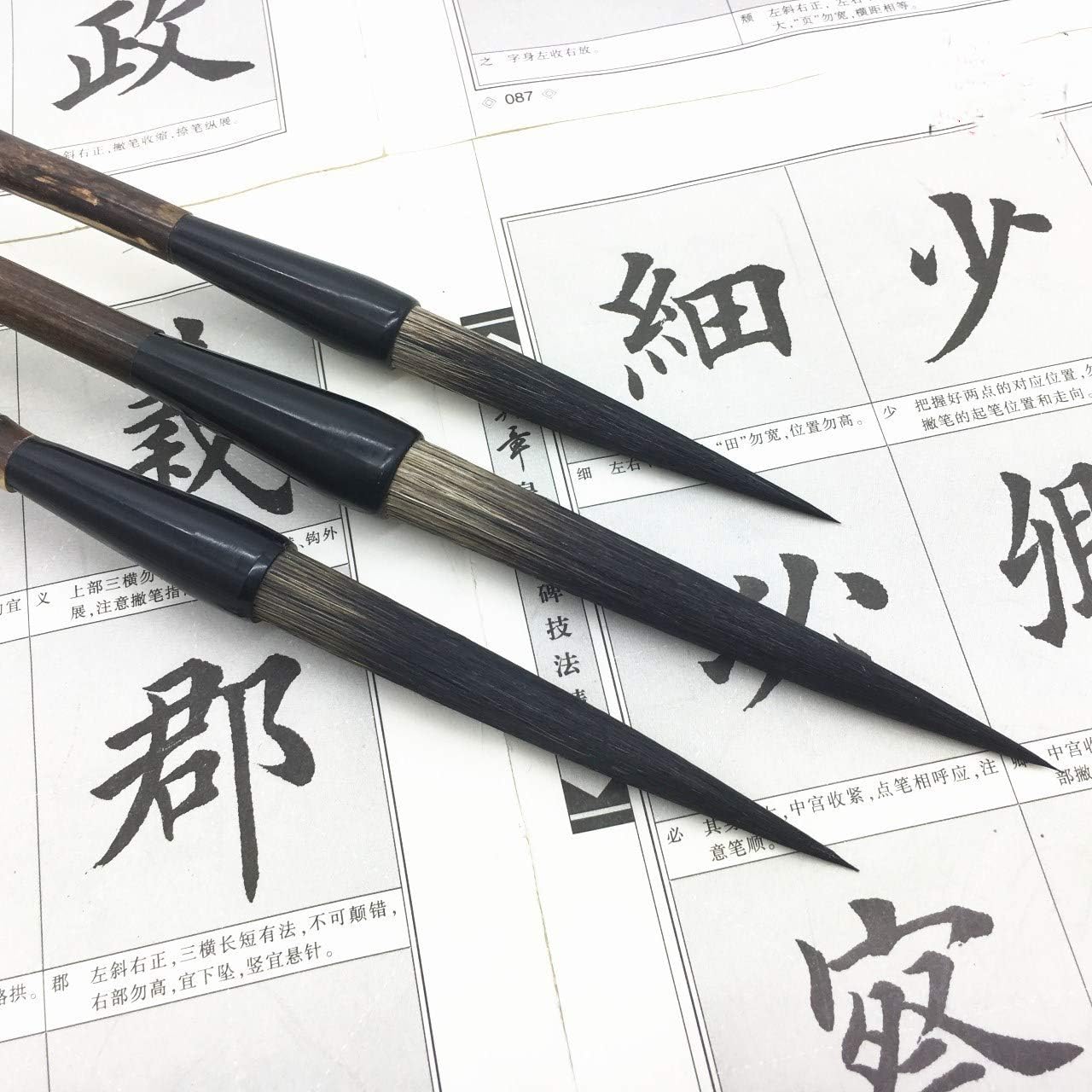 Sumi-E Chinese Calligraphy Brushes Long Hair Brush Set Bamboo Painting Pen Landscape Drawing Brush (L+M+S (3 PCS))