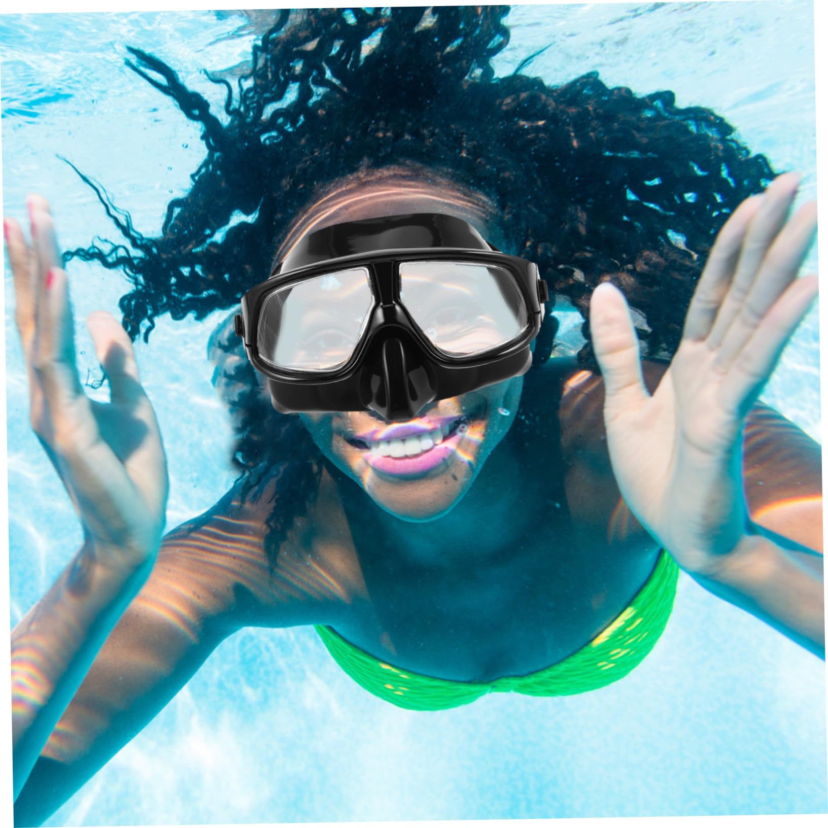 Maschera Subacquea Nera in Silicone con Cinghia Regolabile | Campo Visivo Esteso a Volume Ridotto, per Snorkeling e Nuoto in Piscina, per Adulti