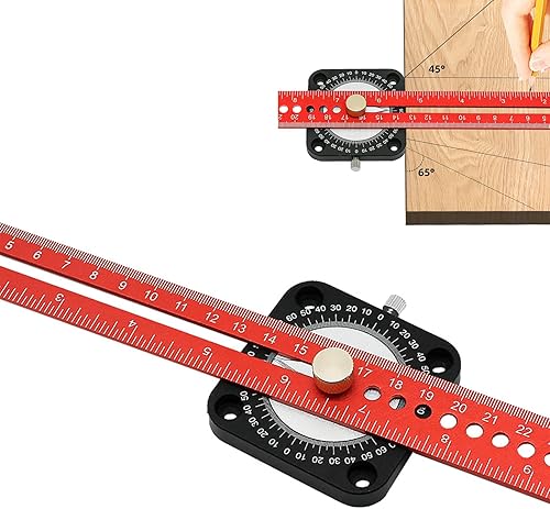 Herramienta de dibujo circular para carpintería 5 en 1, regla en T, regla de ángulo de brújula de 360, círculos rectos, arcos, líneas, regla de
