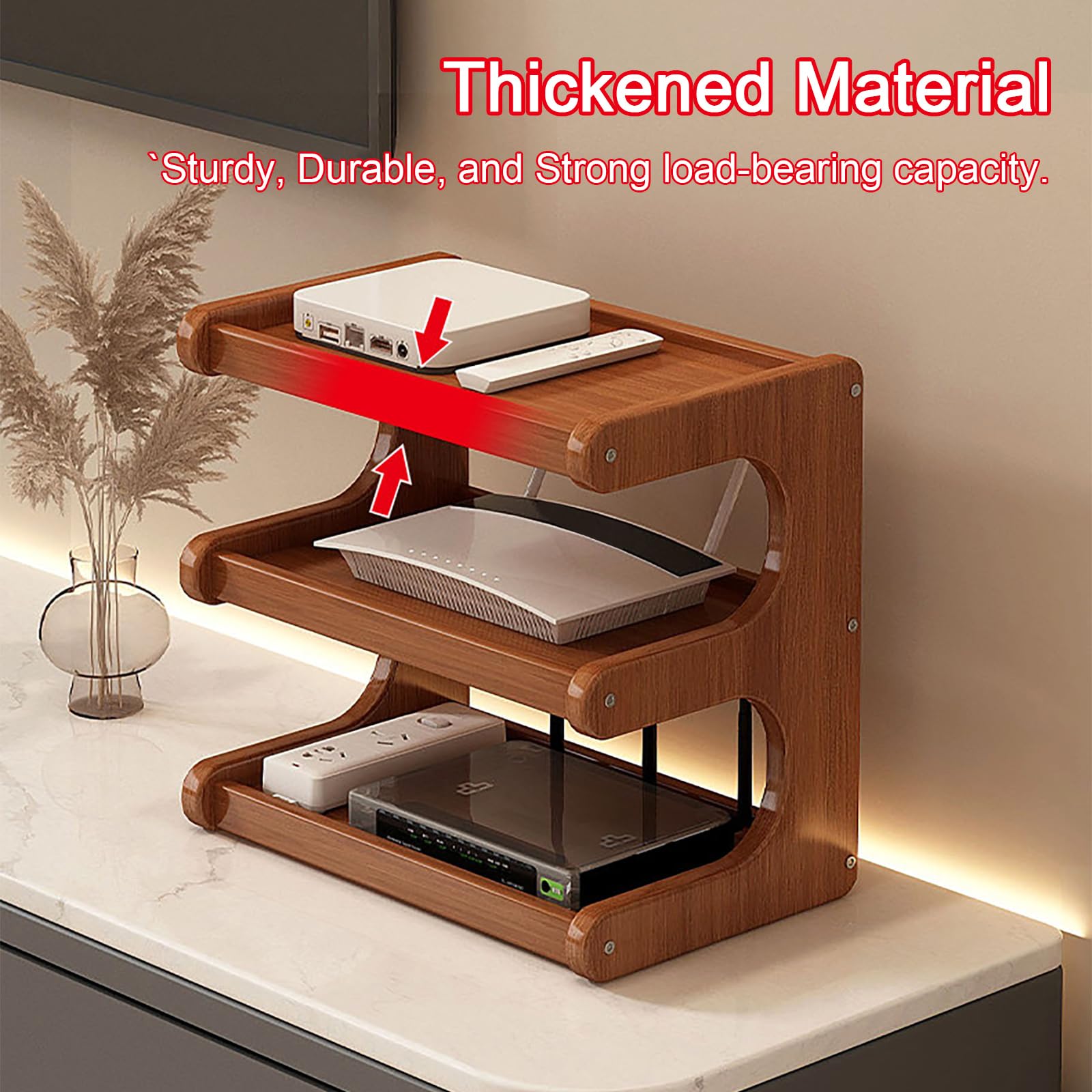 Organizador Router Bambú Ventilado Estante Escritorio Almacenaje Oficina