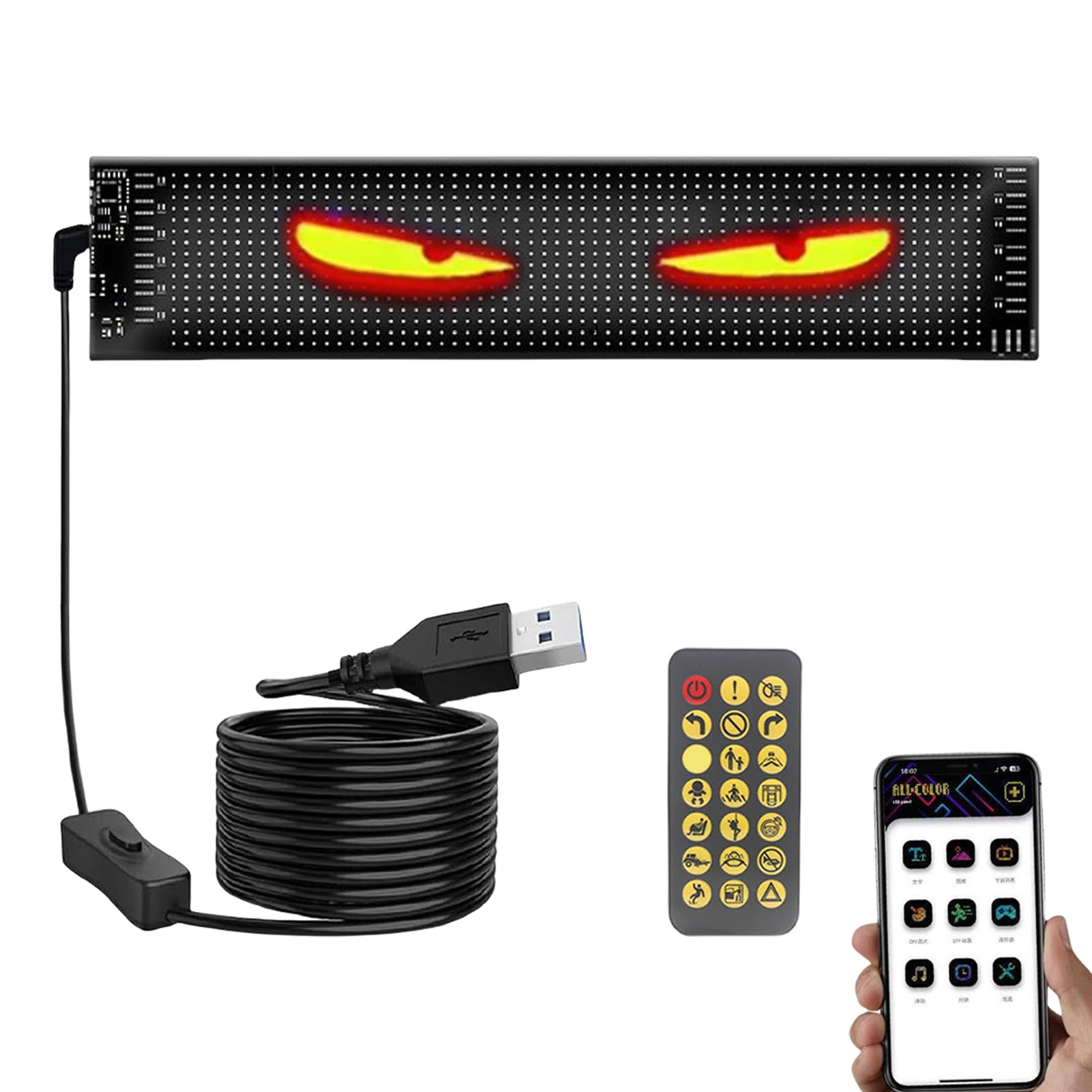 LED-Augen für LKW-Windschutzscheibe – programmierbare flexible Autoaugen | Kfz-Außendekoration für Frontscheibe, Fahrzeuge, Wohnmobile, SUVs, Geburtstag, Bar, Party, Urlaub, Zuhause, Geschäft, Display