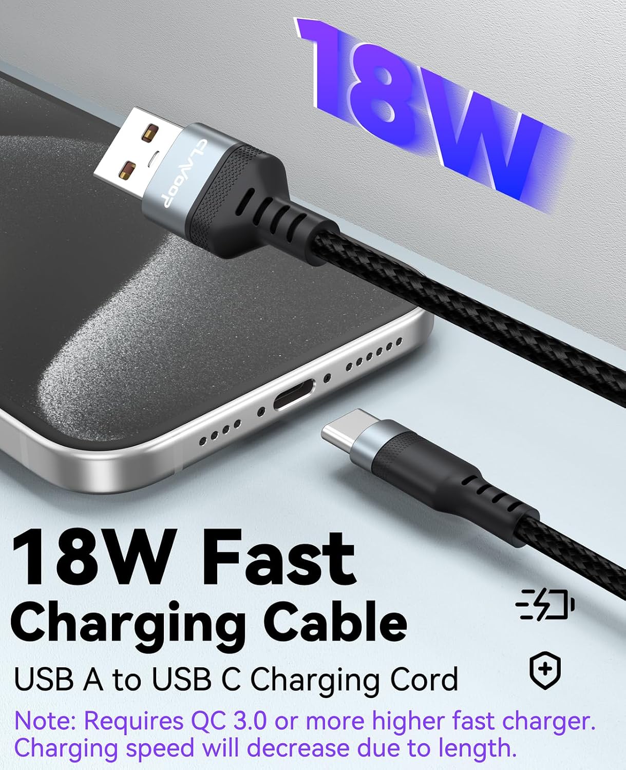 15ft USB C Cable Fast Charging 18W, Extra Long USB to USB-C Charger Cord thumbnail