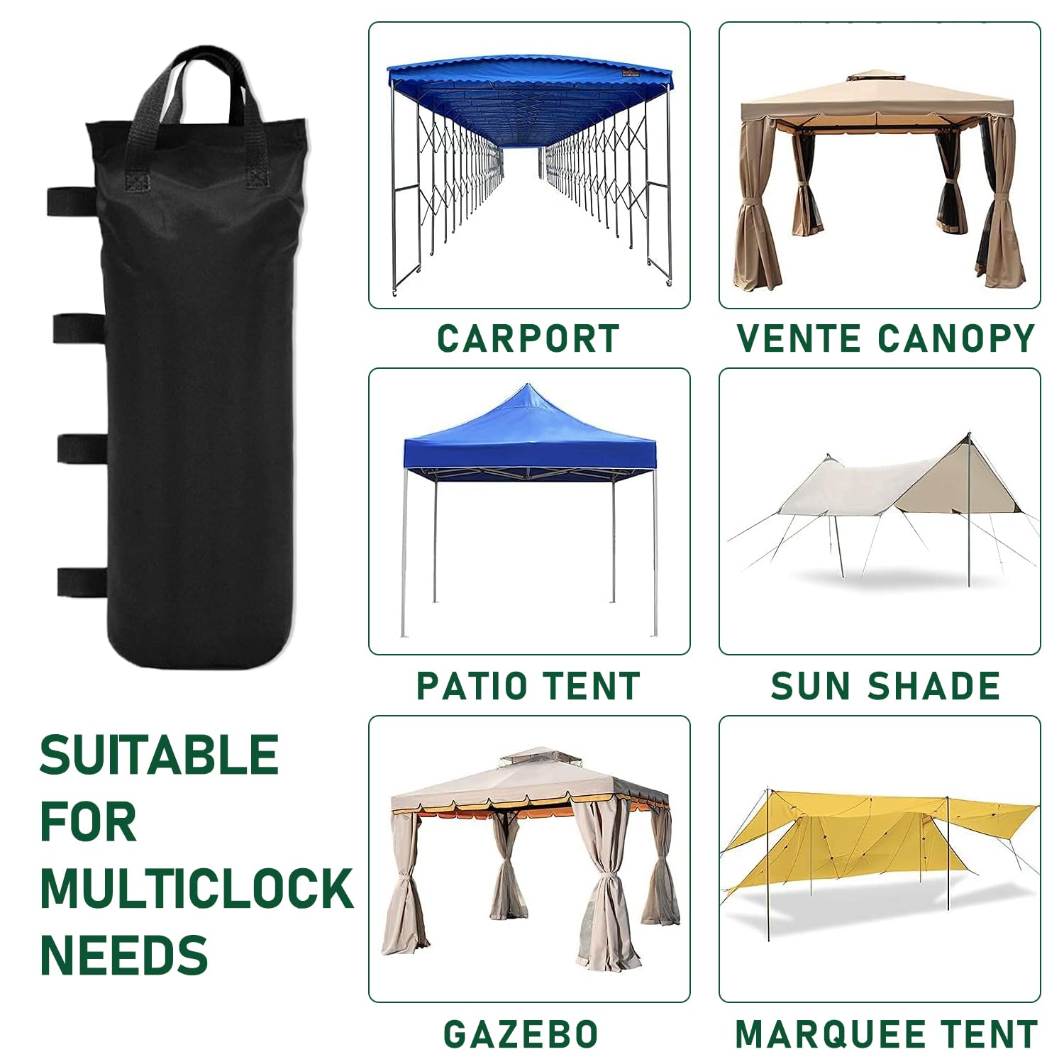 YSOOUA Gewichte für Pavillon - 8 Stück Sandsäcke 51x21cm Mit Fixierter Nagel - 600D Oxford Stoff Beschwerung für Pavillon, Garten, Strand, Zelt