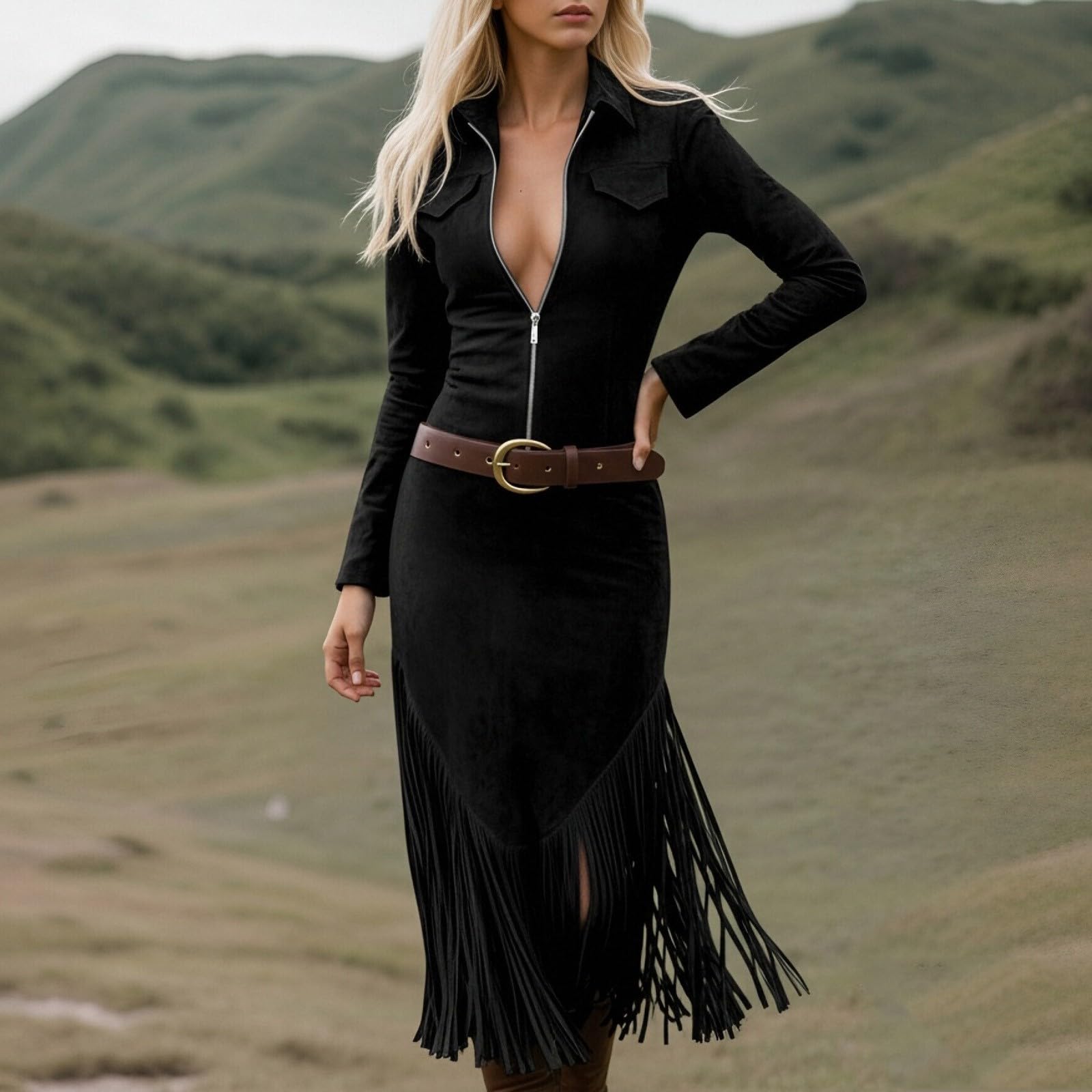 Vestido Mujer Verano,Vestido Casual Mujer Cuadrado Borlas Moderno Primavera Verano Elegante Boho Floral Sin Mangas