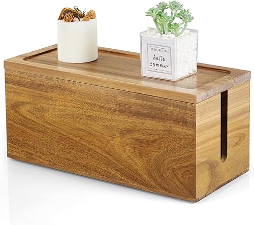 Miniatura 12 de Bivvclaz Caja Grande de Gestión de Cables, Caja Organizadora de Cables de Madera para Escritorio, Piso, Oficina para Ocultar Extensiones de Cables,