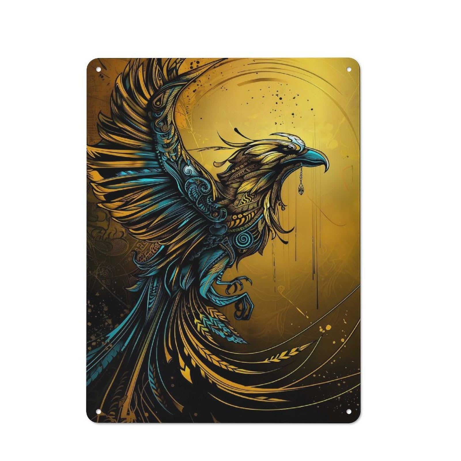 Tin Sign 40x30cm with Iconic Phoenix for Garage Wall, Rustic Decor, for Living Room, Hallway And Entrance Wall Decor