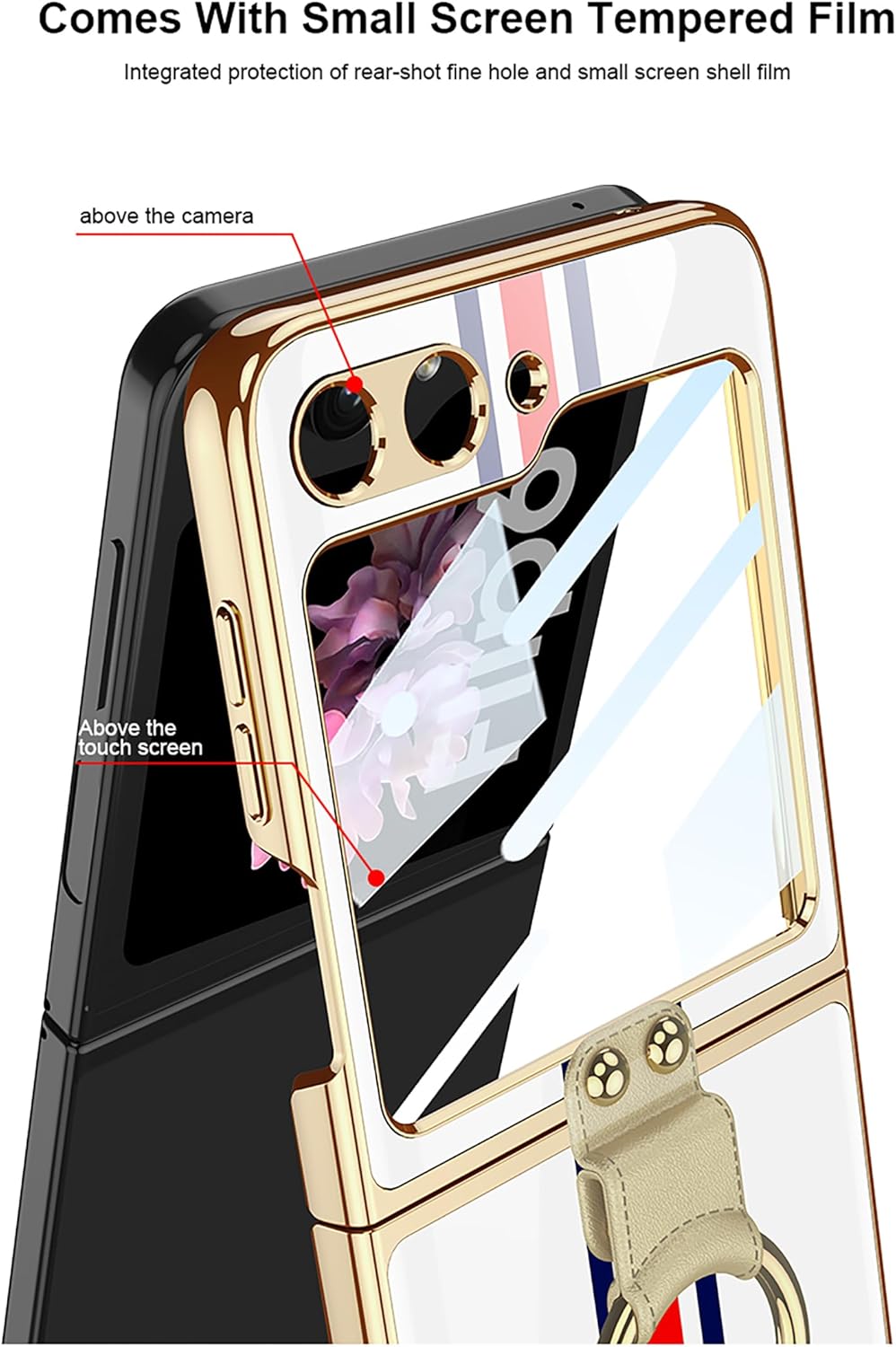 SHIEID Galaxy Z Flip 6 Case with Ring Stand - Ultra-Thin, Shockproof Protective Cover with Built-in Small Screen Protector for Samsung Galaxy Z Flip 6 Phone Case, Purple Pink