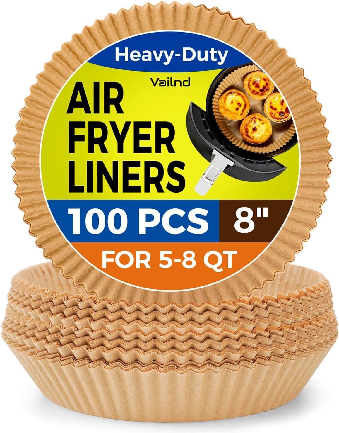 Air Fryer Liners Disposable: 100Pcs 8 Inch Round Max Xl Large Cooker Liners