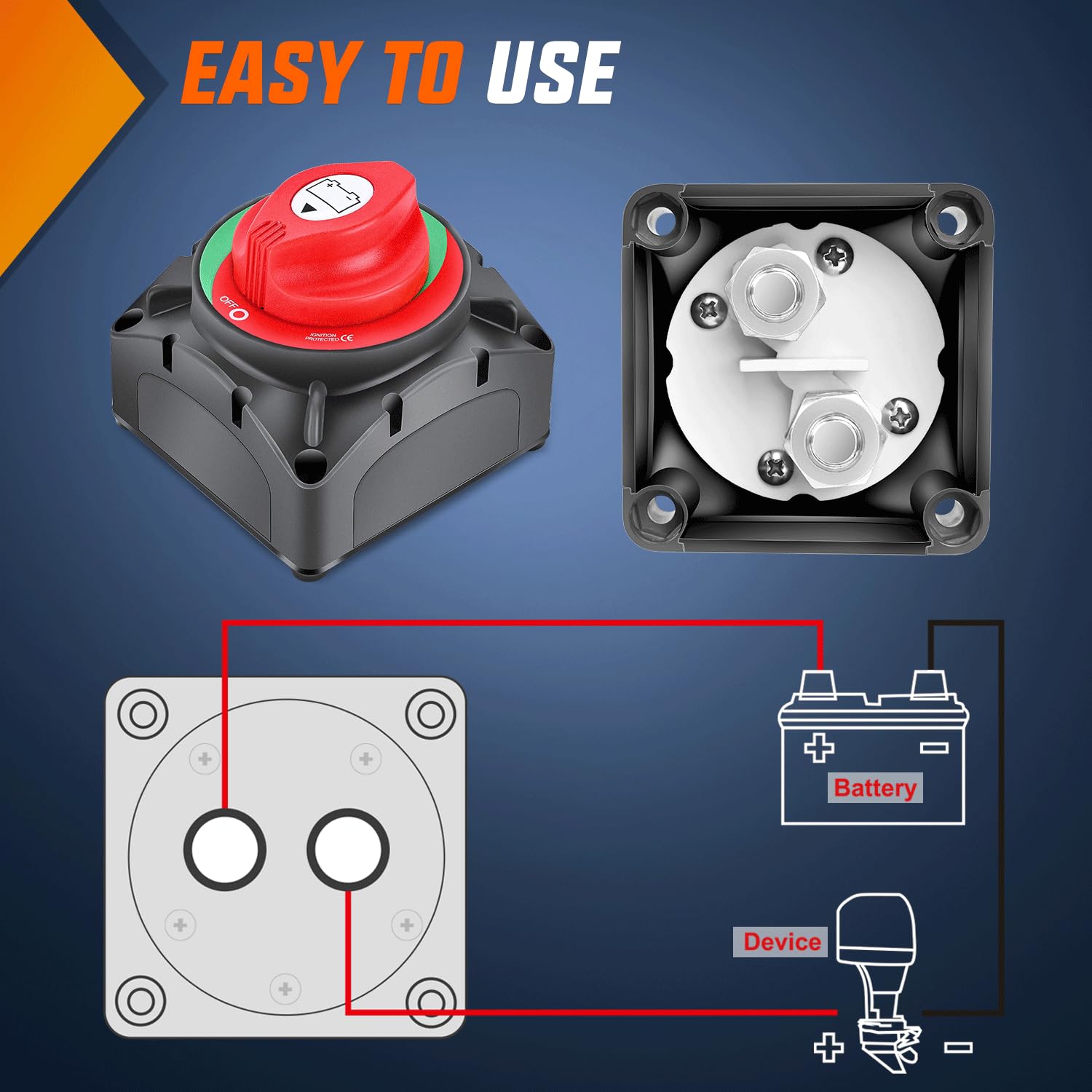 Nilight 600A High Current Battery Switch 12V 24V 48V ON Off Heavy Duty Battery Power Cut Master Switch Disconnect Isolator for Truck Vehicle Trailer RV Marine Boat Yacht