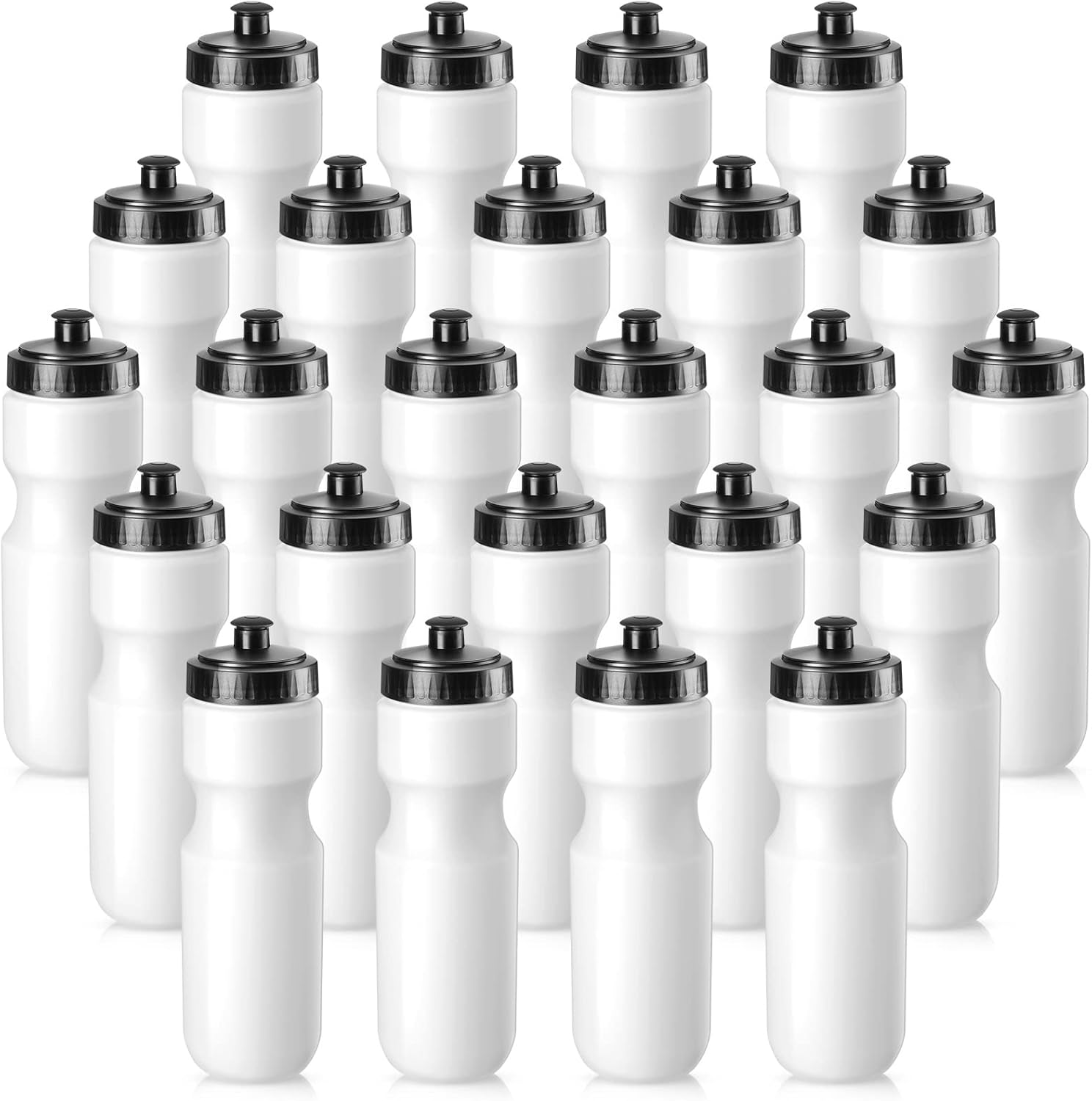 24 Pack Sports Squeeze Water Bottles with Easy Open Push