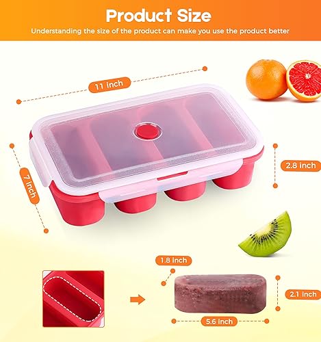 Miniatura 5 de Bandejas de silicona para congelador, bandeja extra grande para cubitos de hielo para sopa, moldes para congelación de alimentos, 4 cubos de