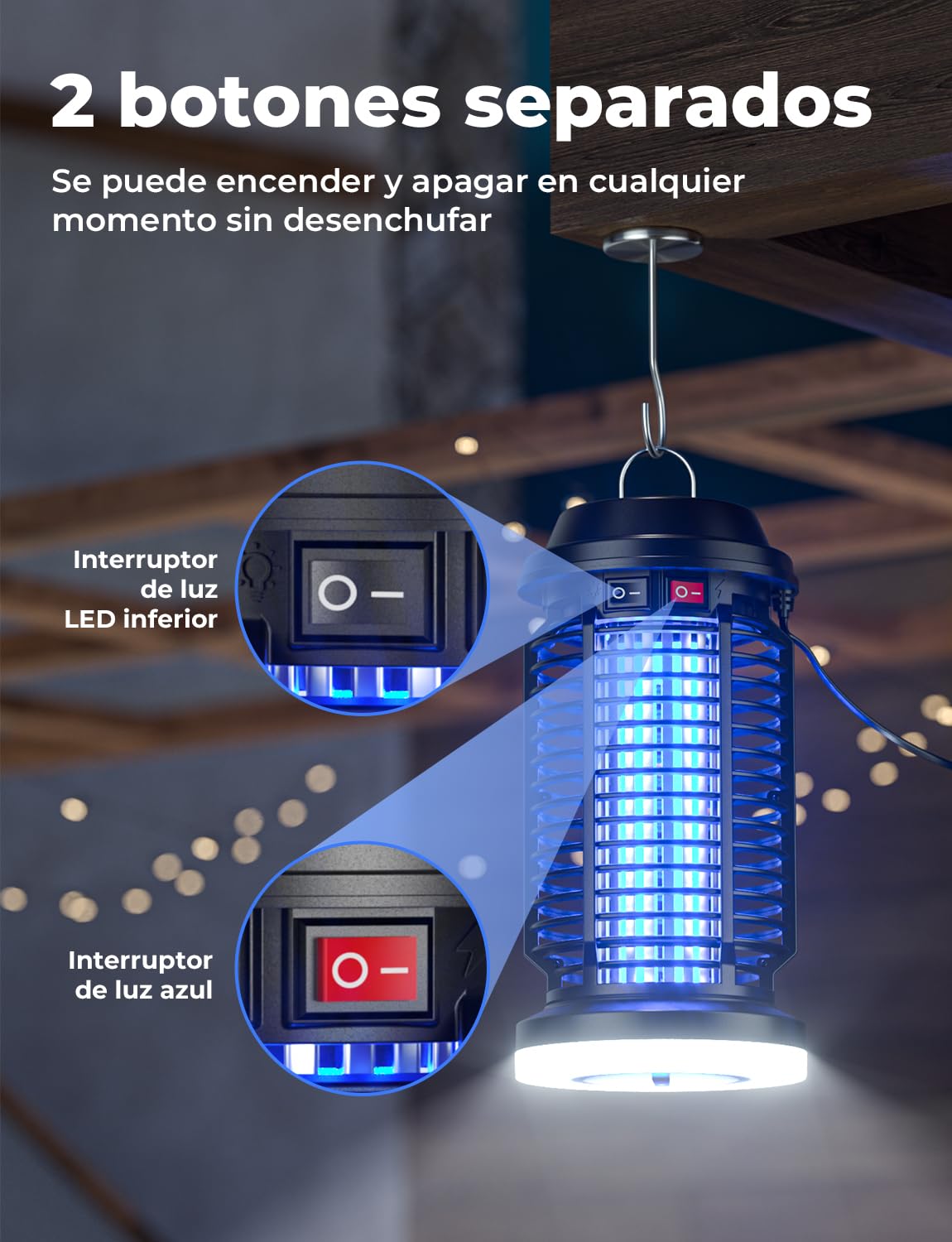YISSVIC Elektrische Mückenlampe, elektrisch, 4200 V + 15 W, UV-Lampe, IPX4, wasserdicht, für Innen- und Außenbereich