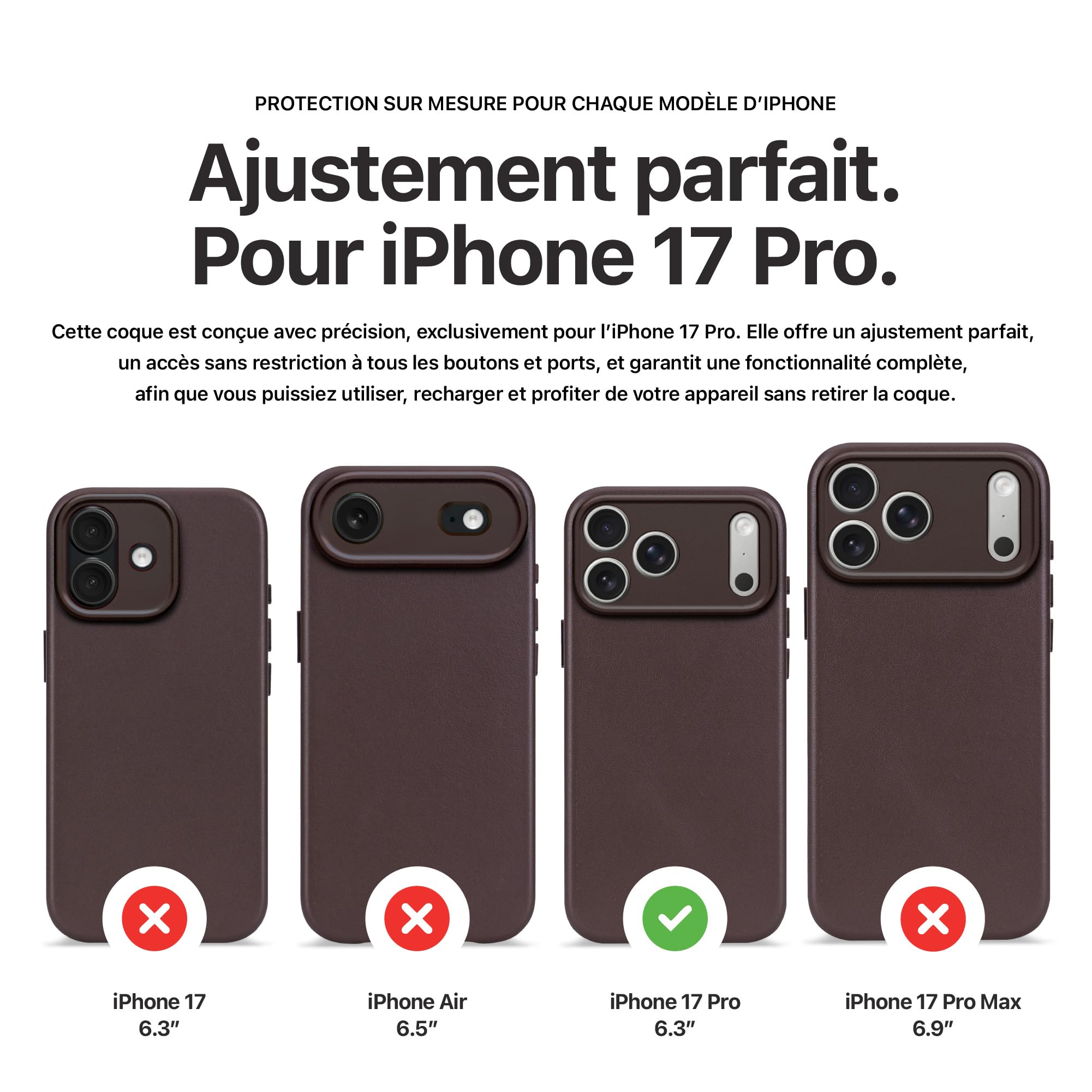 DECODED Coque pour iPhone 17 Pro Max, Cuir ECCO Premium, Compatible avec MagSafe, Magnétique, Protection Caméra, Bouton Camera Control, Anti-Rayures, Brun