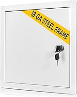 BOZZON 8x8 Metal Drywall Access Panel with Key Lock - 18GA Steel Frame, Paintable White Wall Cover for Plumbing & Utilities