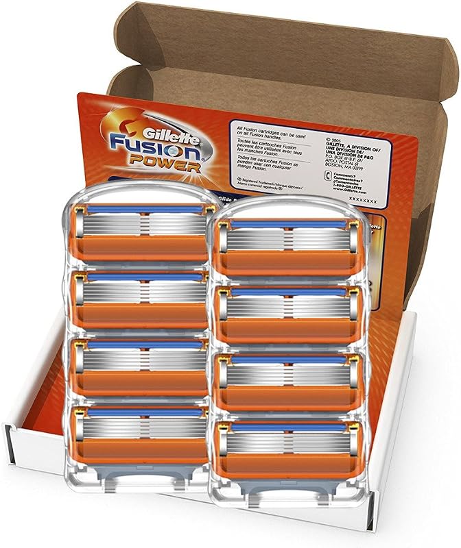Refis de lâminas para aparelho de barbear masculino Gillette Fusion Power, pacote com 8