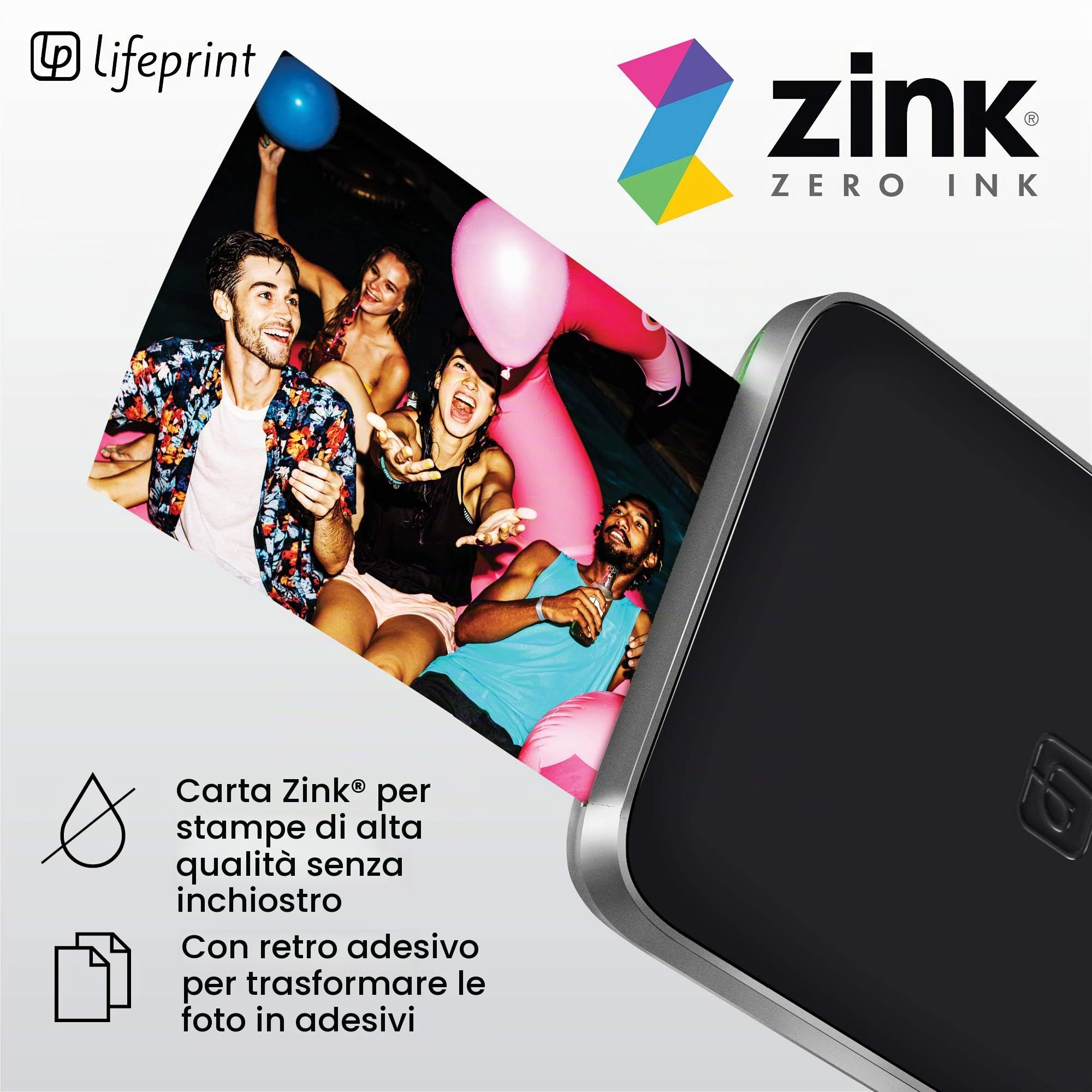 Lifeprint 3x4.5 stampante portatile per foto e video per dispositivi iOS e Android. Dai vita alle tue foto con la realtà aumentata - Nera