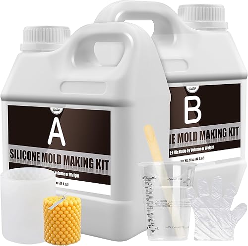 Miniatura 1 de Kit de fabricación de moldes de silicona, goma de silicona líquida translúcida de 100 onzas para hacer moldes, relación de mezcla elástica 11,