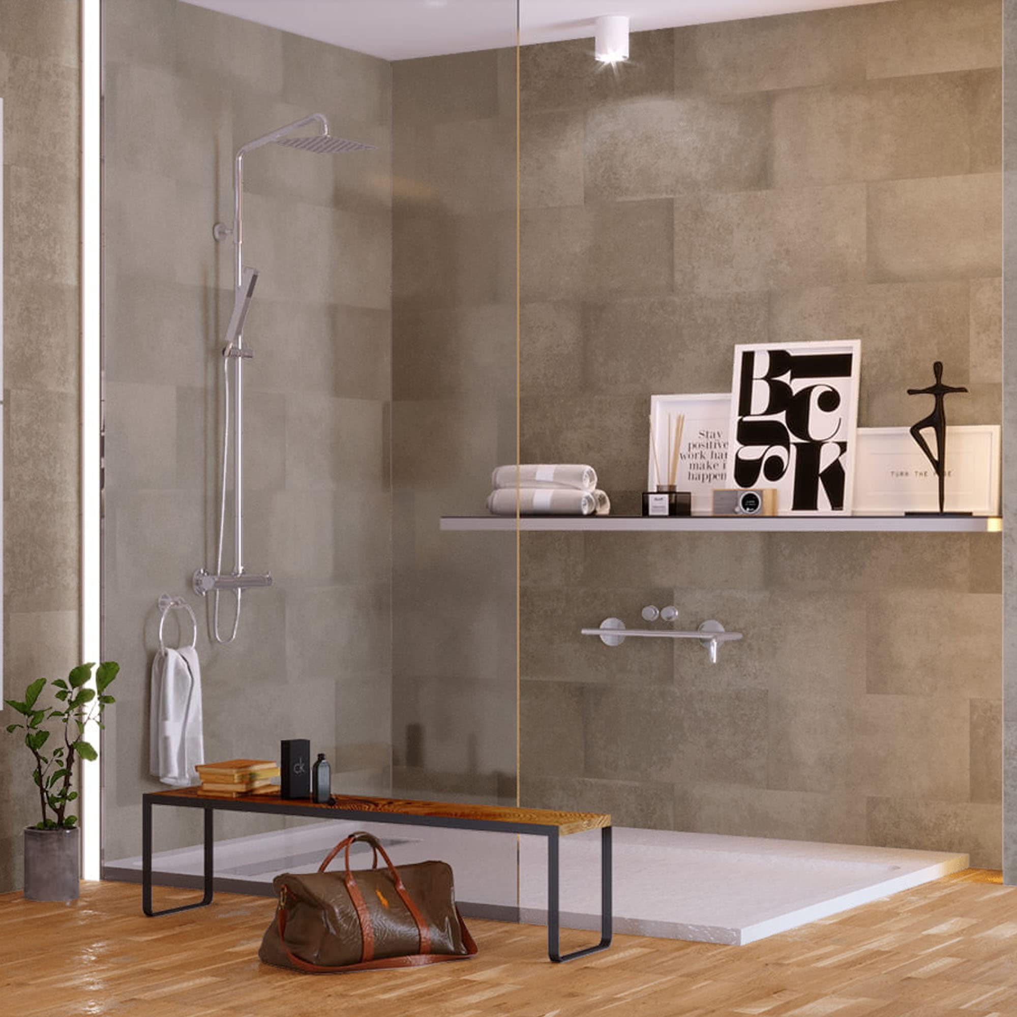 Revestimiento de paredes WellHome Aqua Hormigon Boston , caja 9 lamas, 1,62m2, paneles de 600x300x4 mm