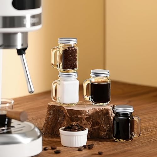 Miniatura 5 de Kingrol Paquete de 16 vasos de chupito de 2 onzas con tapas, tarros de vidrio para bebidas, postres, velas, manualidades