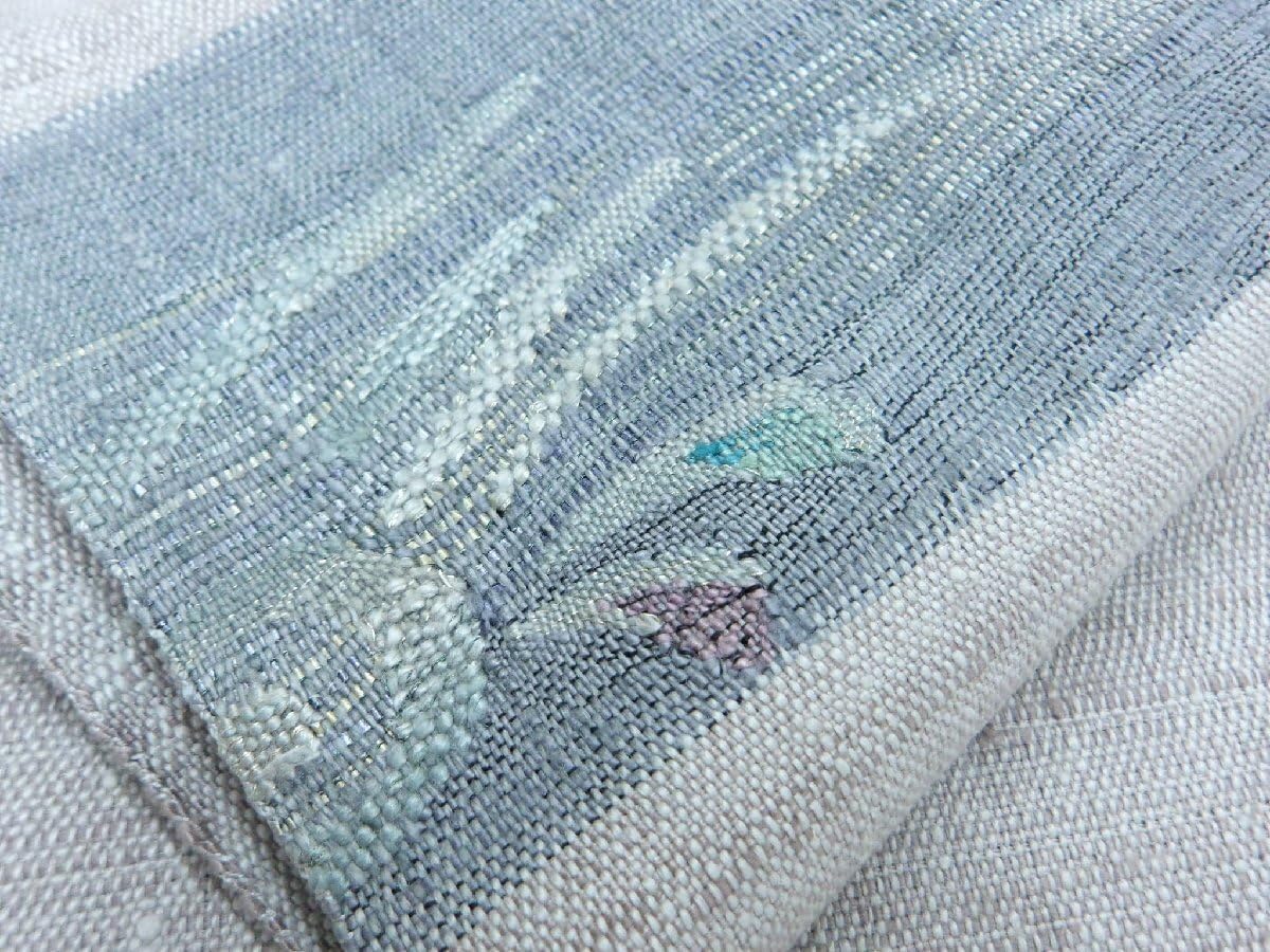 正絹 紅型染 薄藍色×藍色 付け下げ 仕付け糸付き 未使用 未使用 仕付け糸付き 付け下げ 正絹 未使用しつけ糸付き 付け下げ訪問