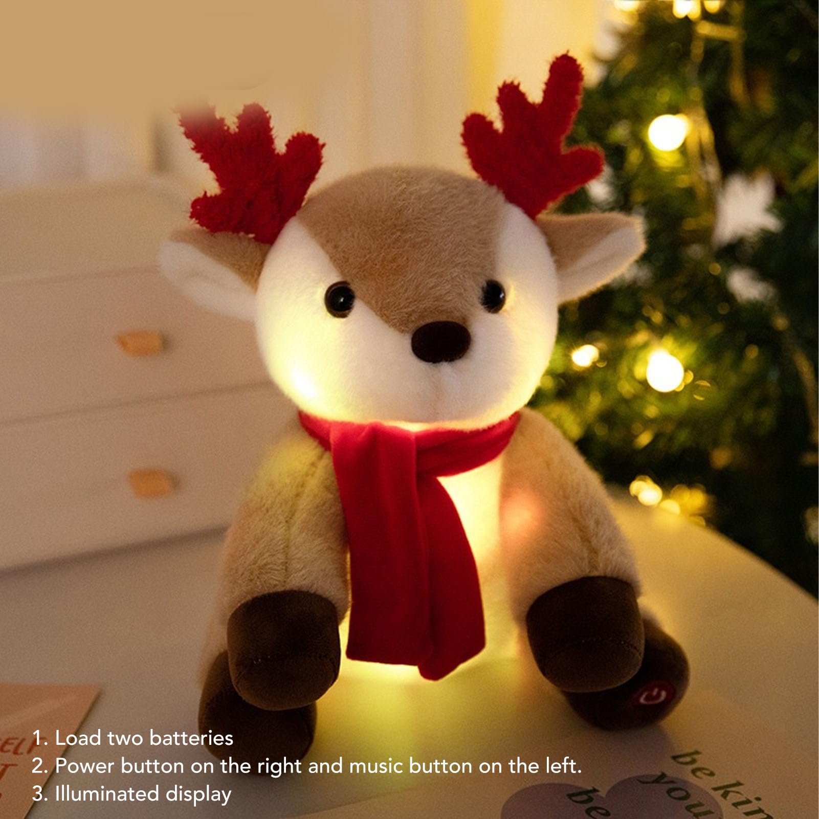 Masyrt Light Up Musical Plush Reindeer, Animated Singing Stuffed Animal Toy, Soft, Skin Friendly - Image 4