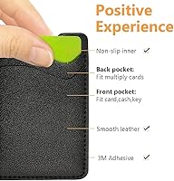 Vista 2 de Soporte para tarjetas de teléfono, billetera de cuero para teléfono, soporte elástico para la parte posterior del teléfono, tarjetero para tarjetas