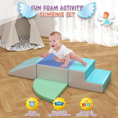Miniatura 4 de Bloques de escalada de espuma para niños pequeños, 4 bloques de escalada para niños pequeños de 1 a 3 años, escalada suave para niños pequeños,