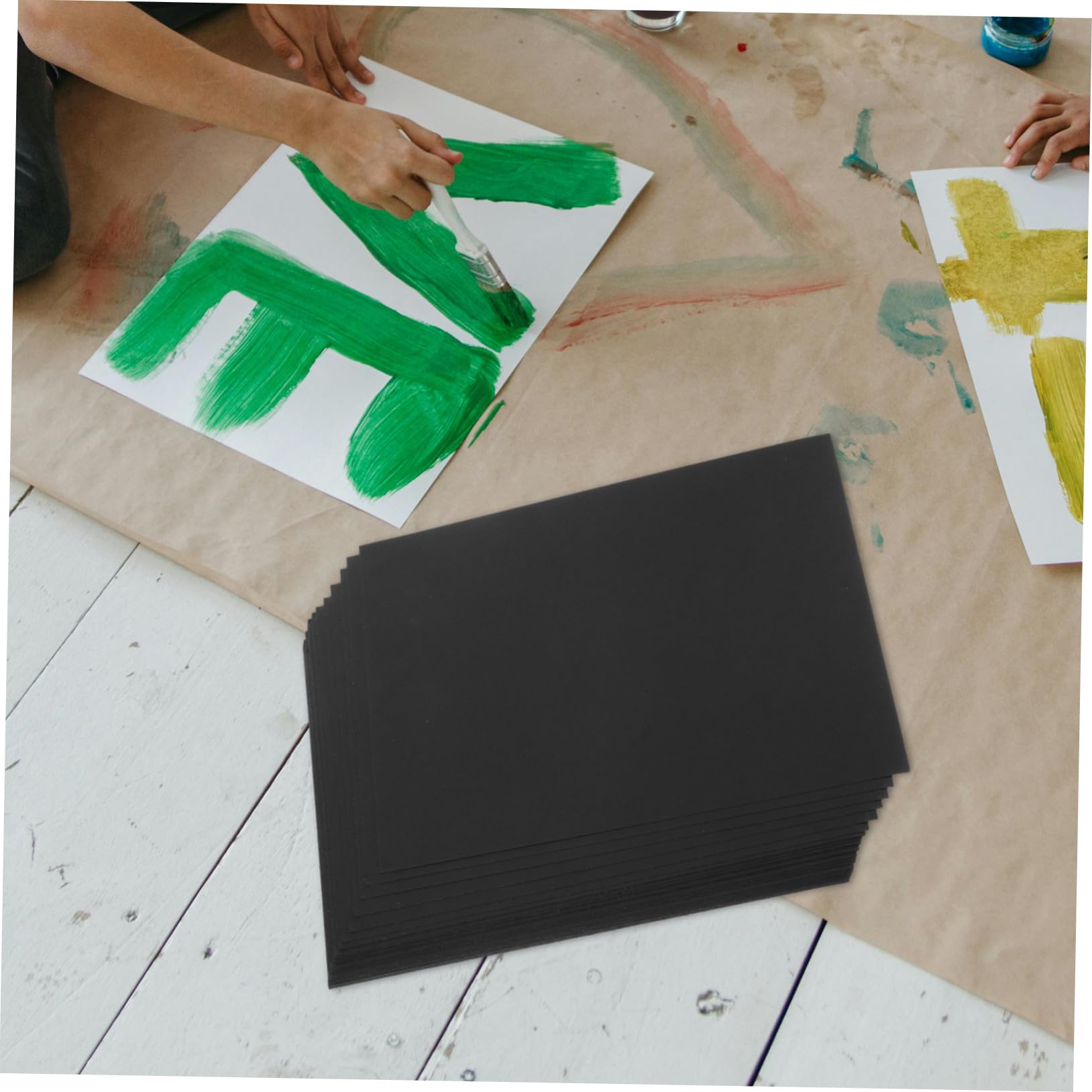 50 Stück Schwarzer Karton M² Starkes Bastelpapier für DIY Kartenherstellung Scrapbooking Robust und Druckerfreundlich mit Weißer Kompatibel