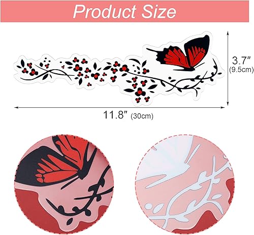 Miniatura 2 de OIIKI Calcomanías de automóvil de flores de mariposa para mujer, 2 juegos de calcomanías de vinilo para automóvil, fondo transparente, calcomanía